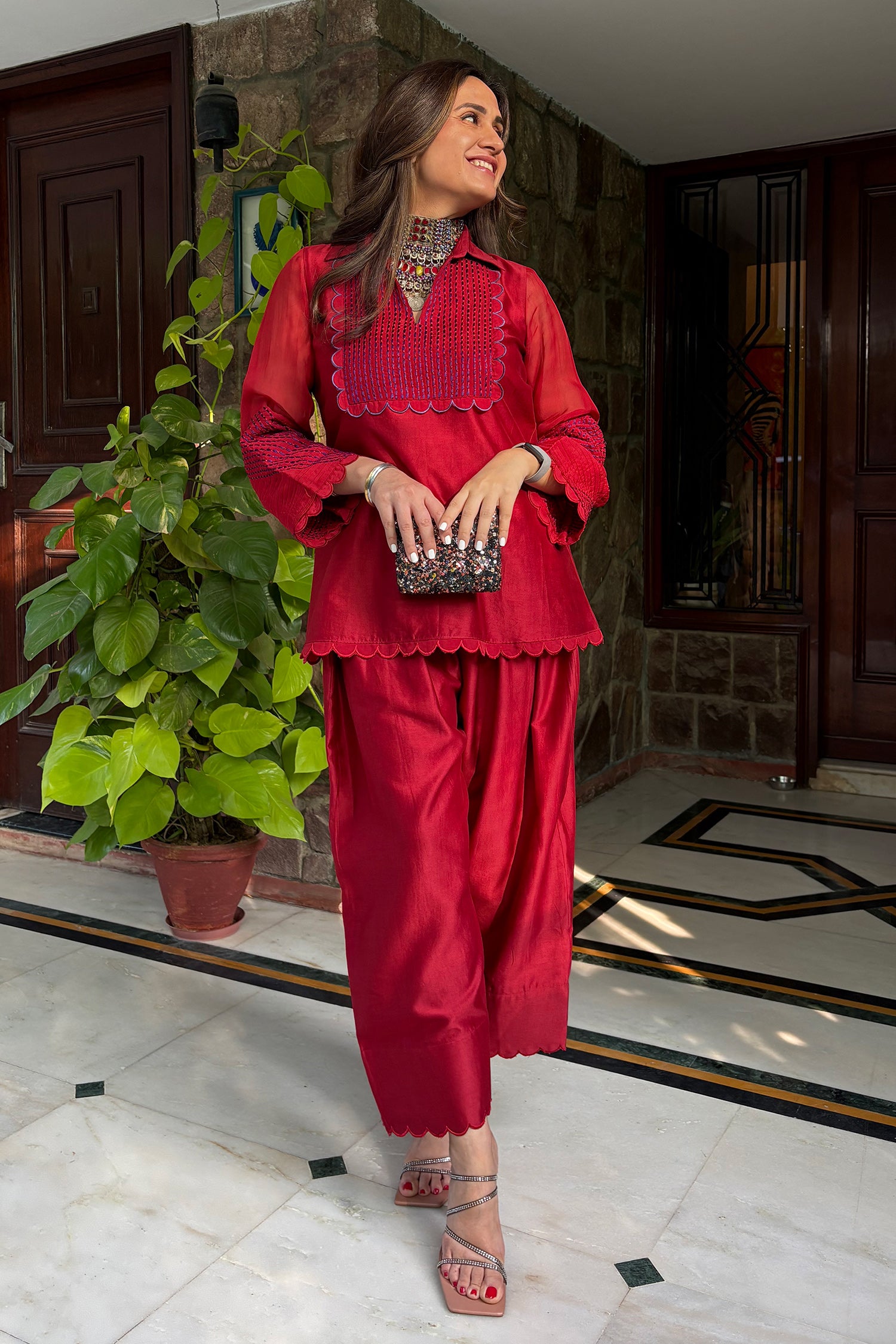 Zara Farshi Co-ord (Signature Red)