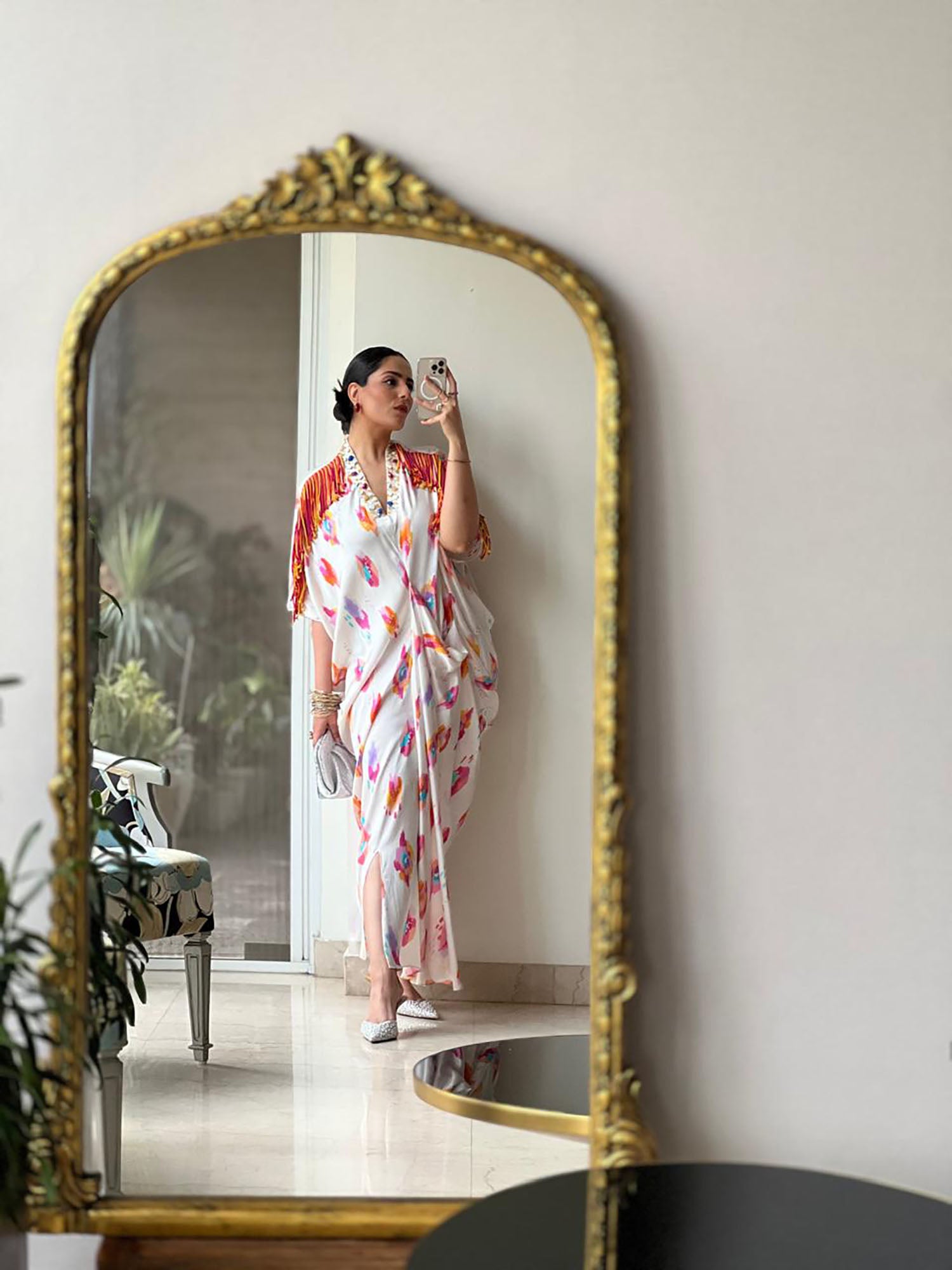 Lia Printed & Fringed Kaftan