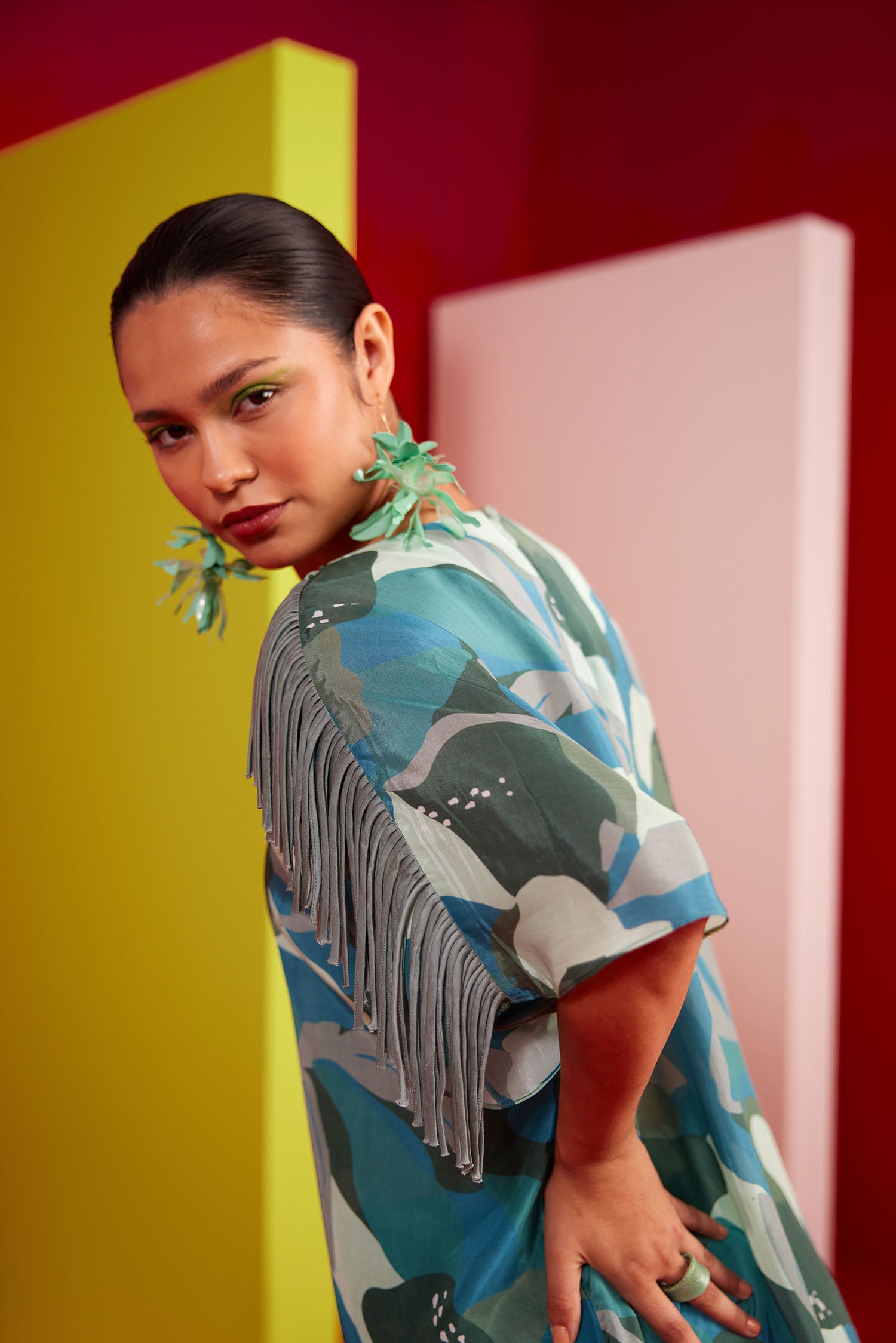 Aster - Printed Boxy Fringed & Embroidered Set