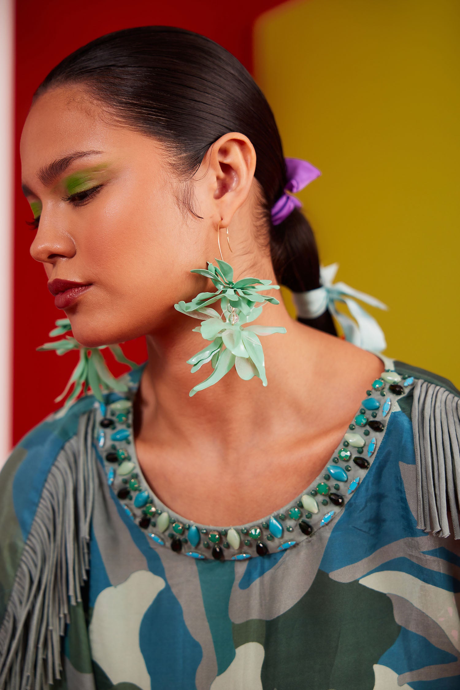 Aster - Printed Boxy Fringed & Embroidered Set