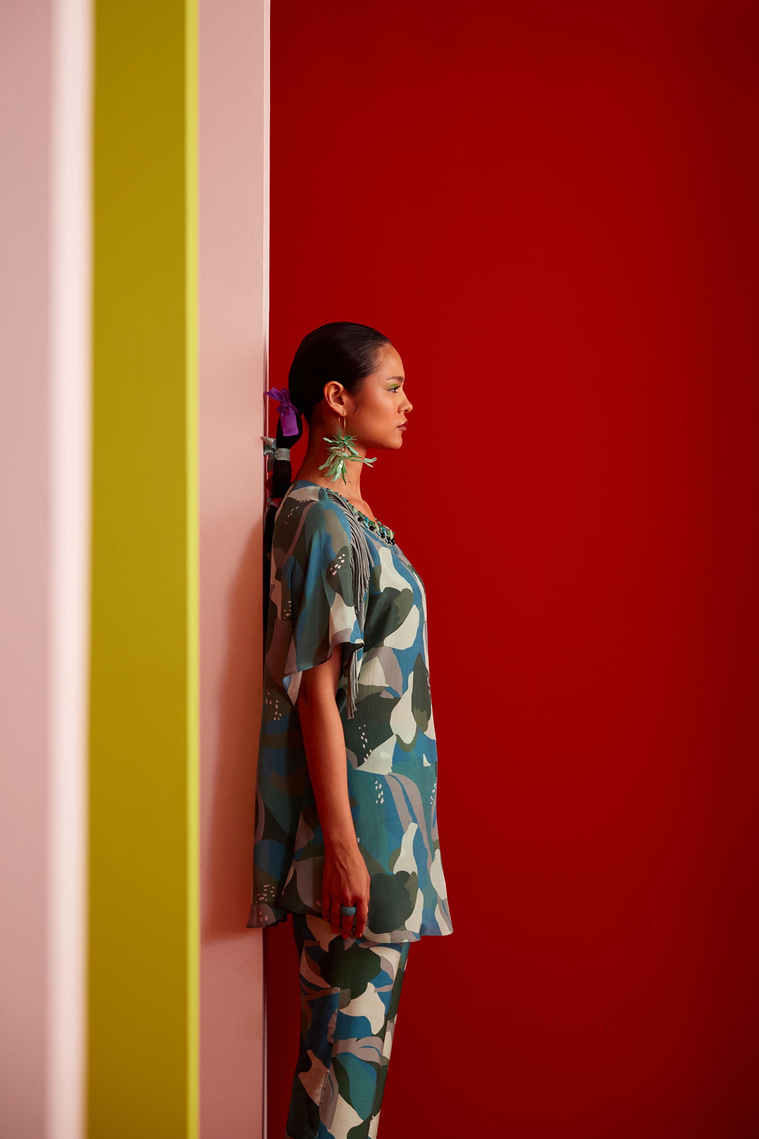 Aster - Printed Boxy Fringed & Embroidered Set