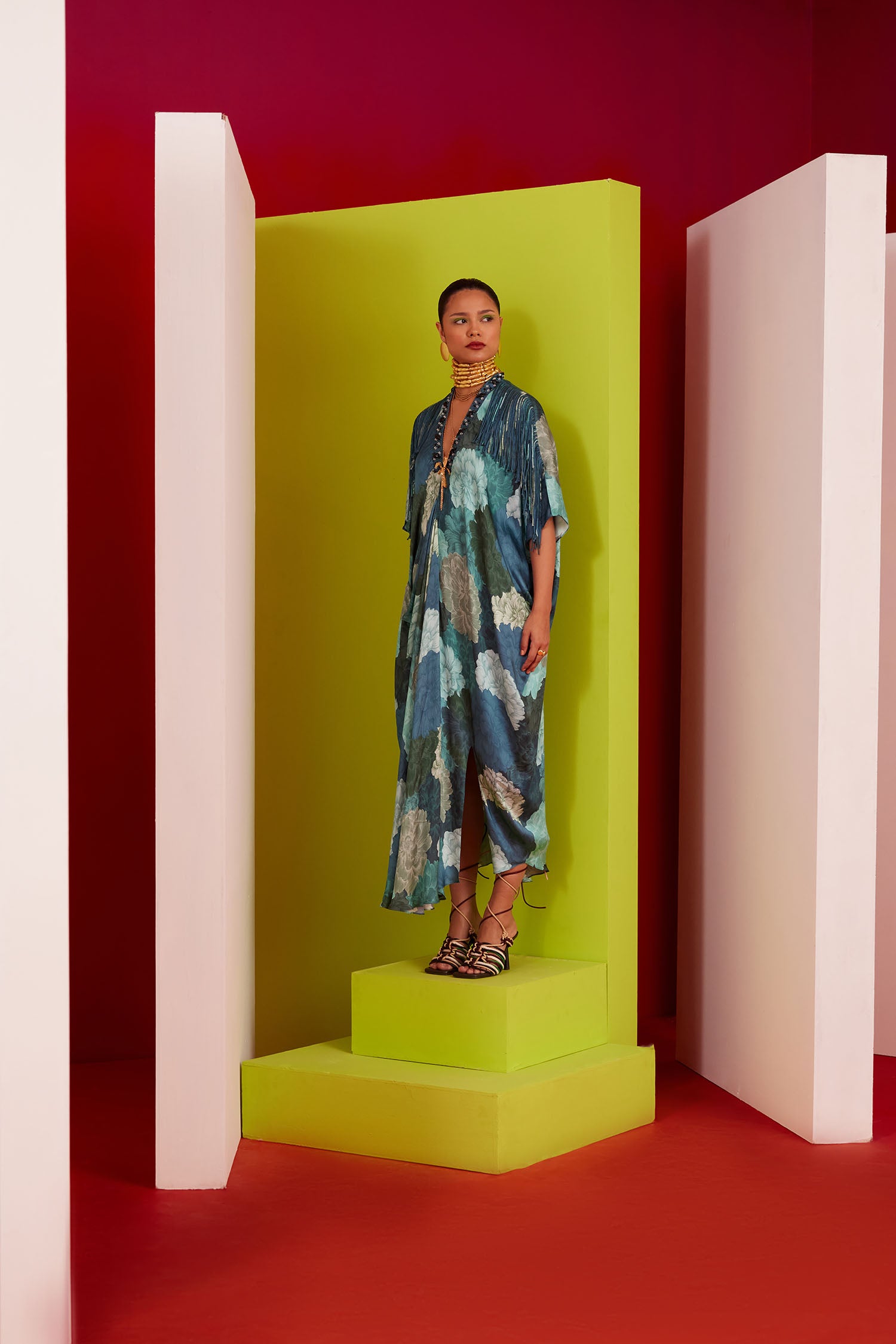 Mia - Printed & Fringed Kaftan