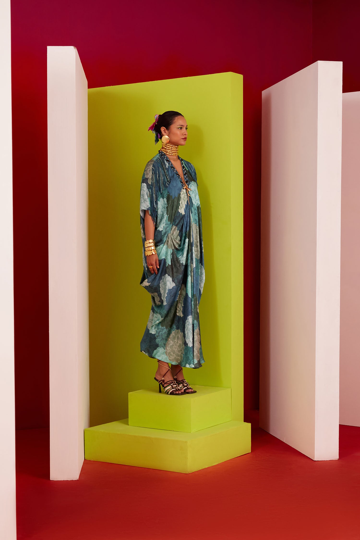 Mia - Printed & Fringed Kaftan