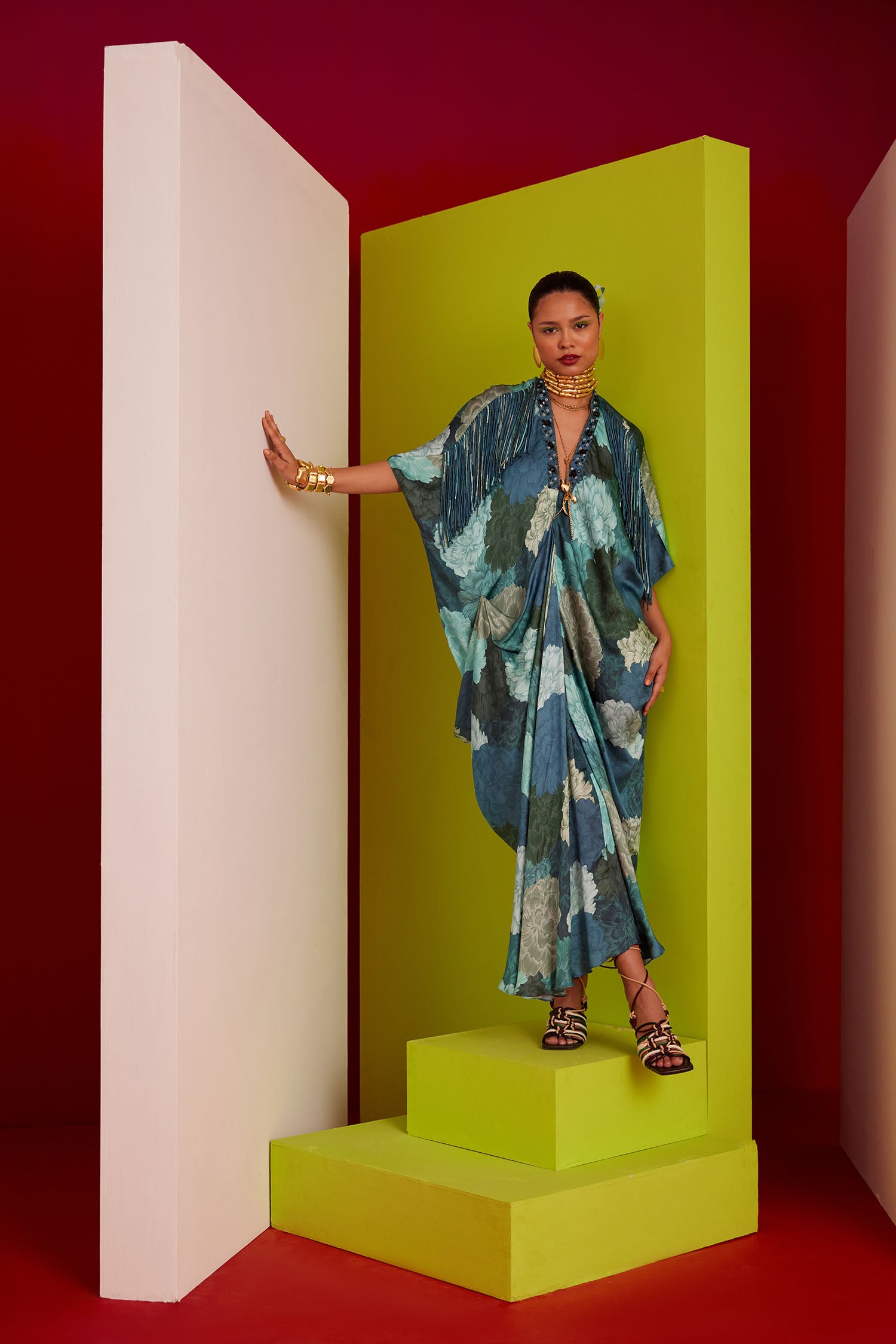 Mia - Printed & Fringed Kaftan