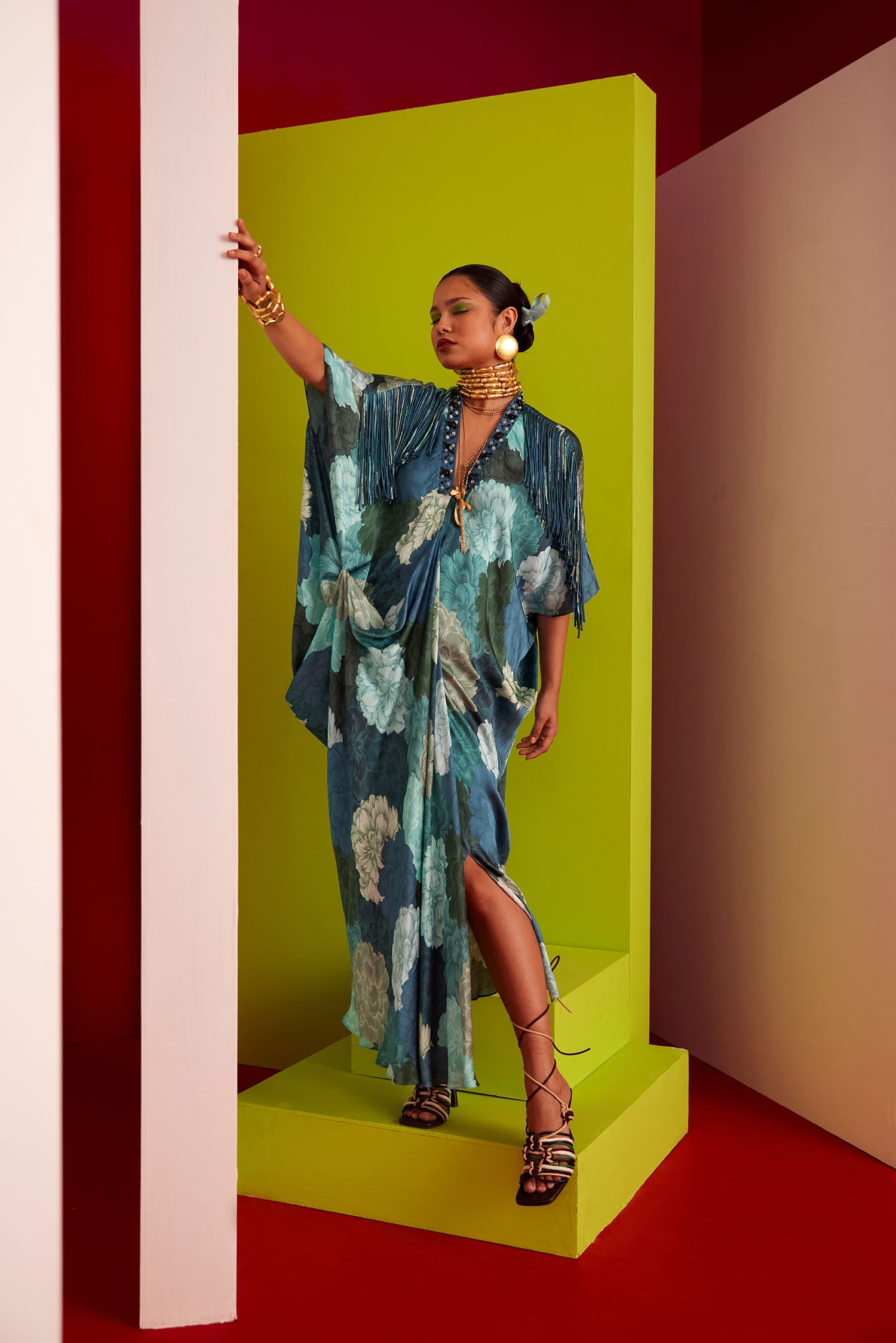 Mia - Printed & Fringed Kaftan