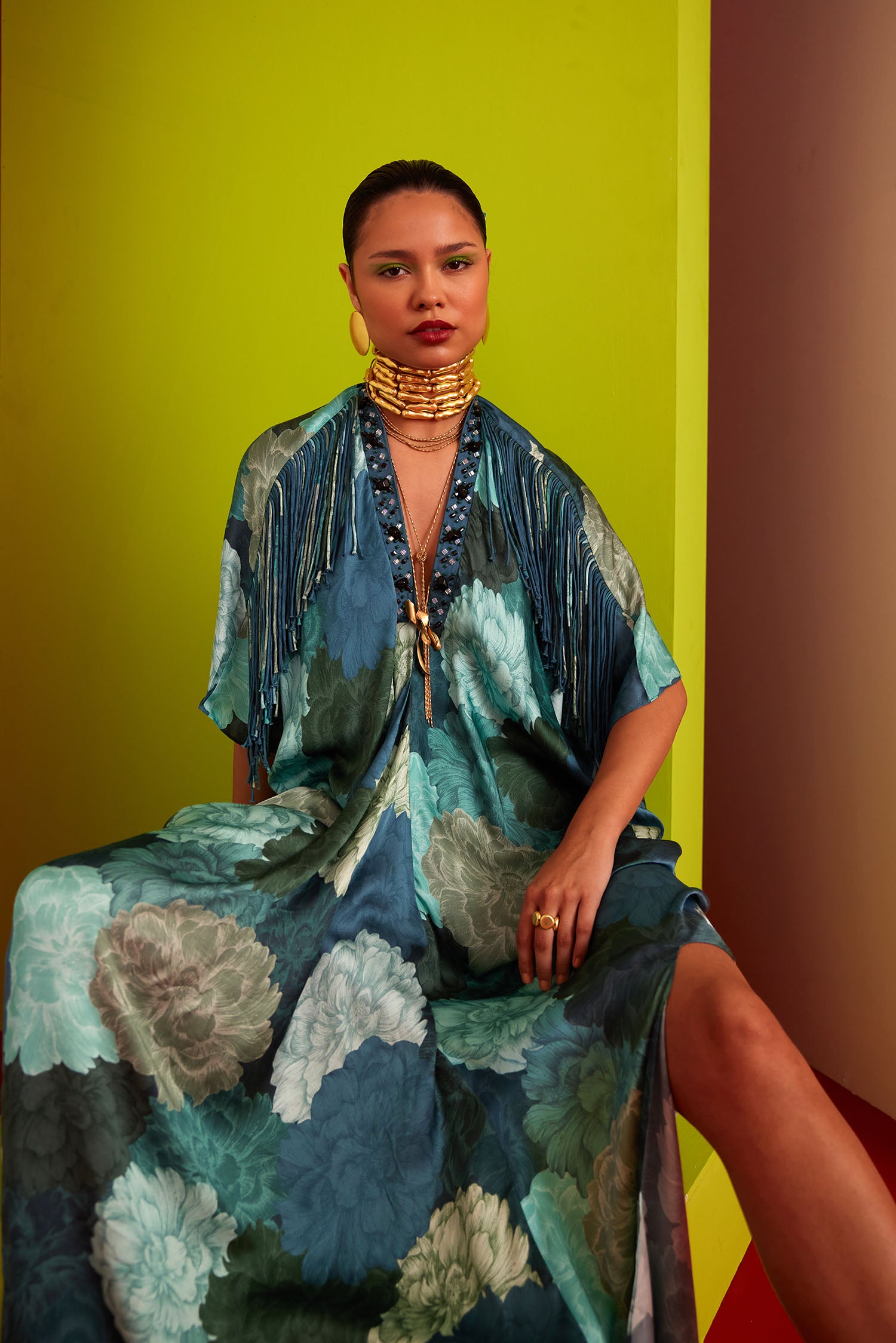 Mia - Printed & Fringed Kaftan