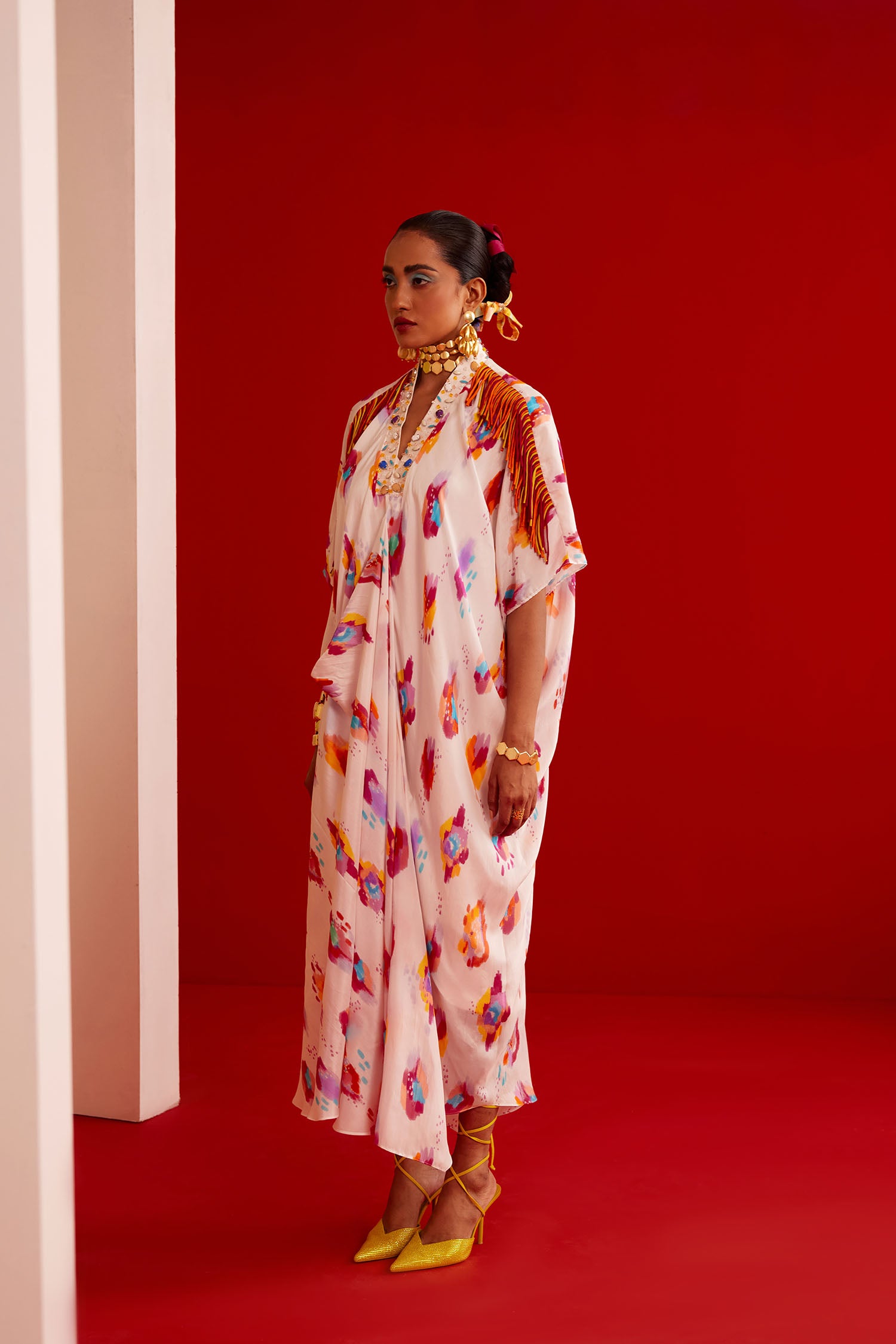 Lia - Printed & Fringed Kaftan
