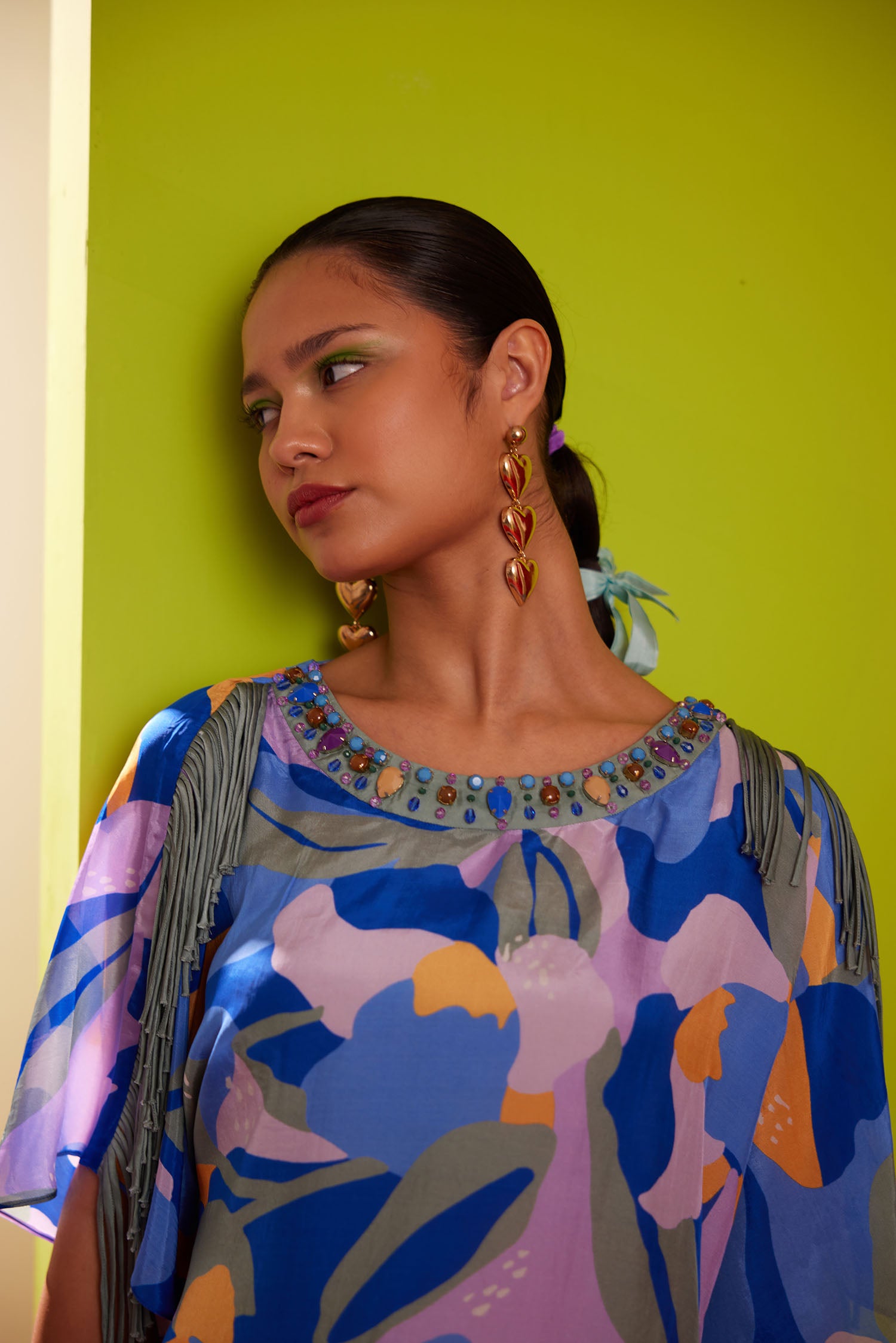 Aster - Printed Boxy Fringed & Embroidered Set