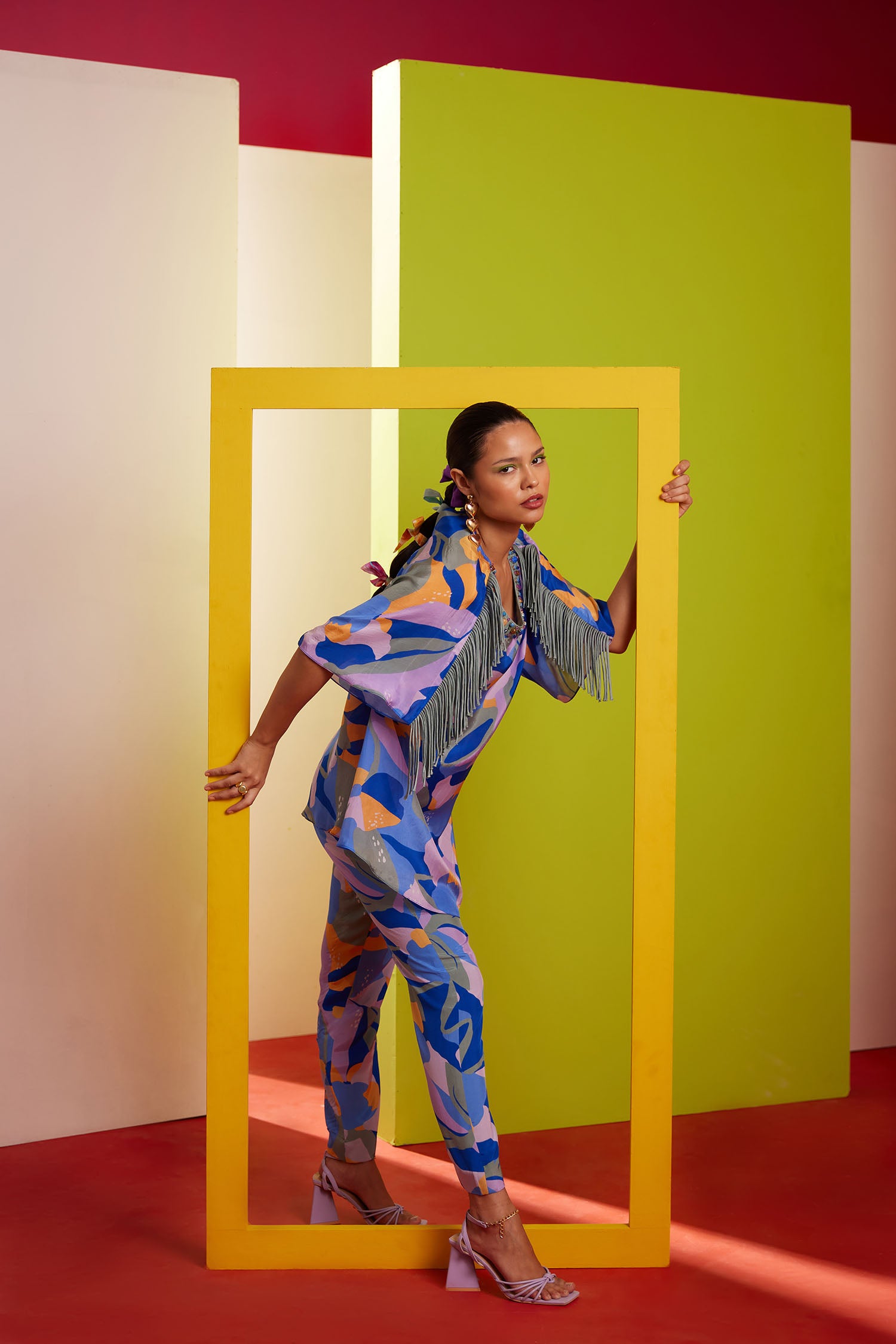 Aster - Printed Boxy Fringed & Embroidered Set