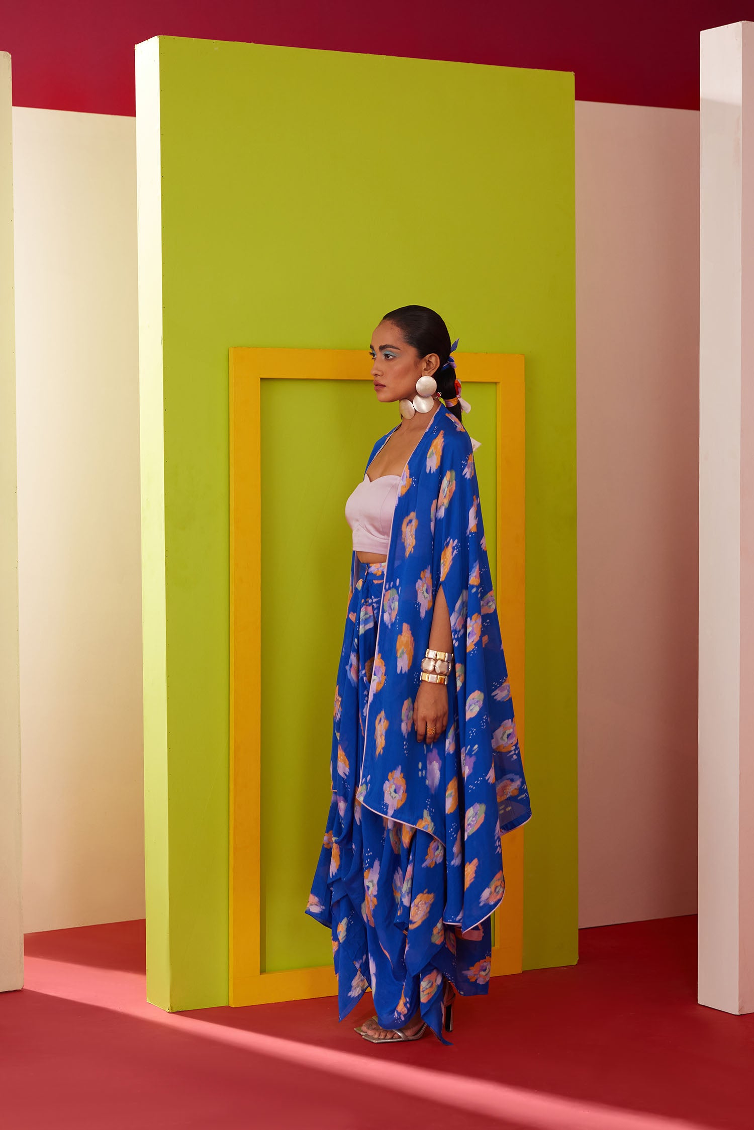 Fio - Printed Skirt Cape Set