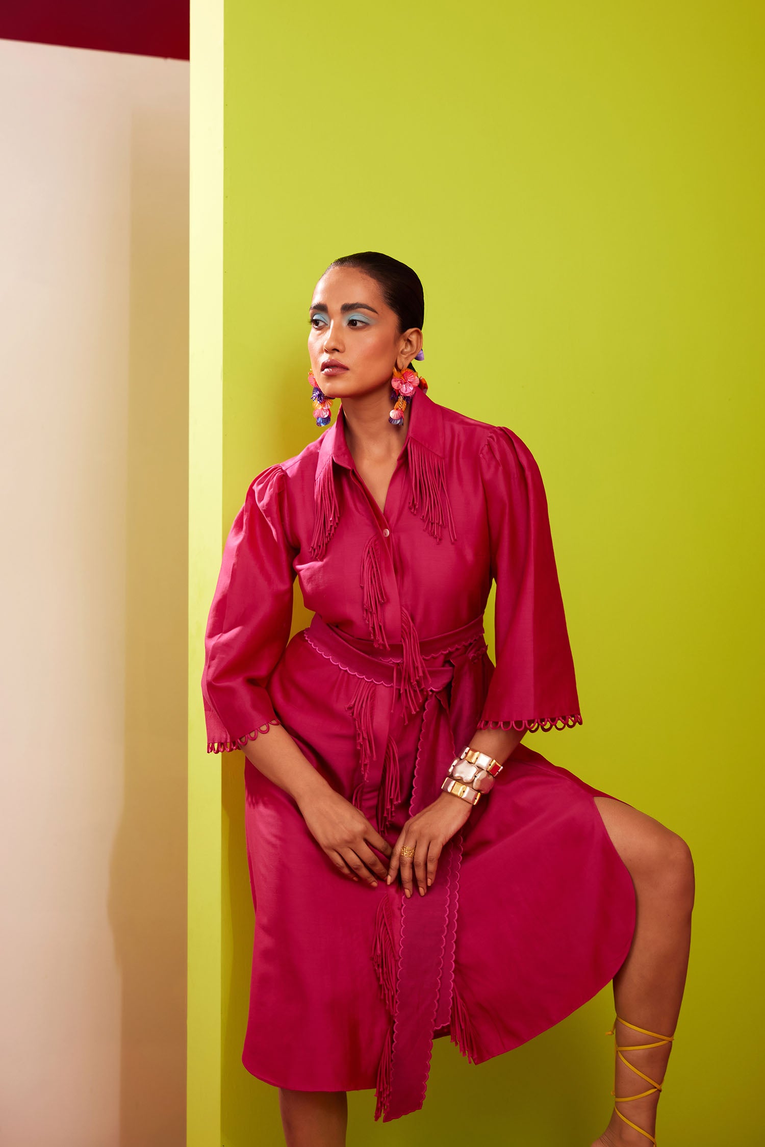 Terry - Handcrafted Fringed Shirt Dress