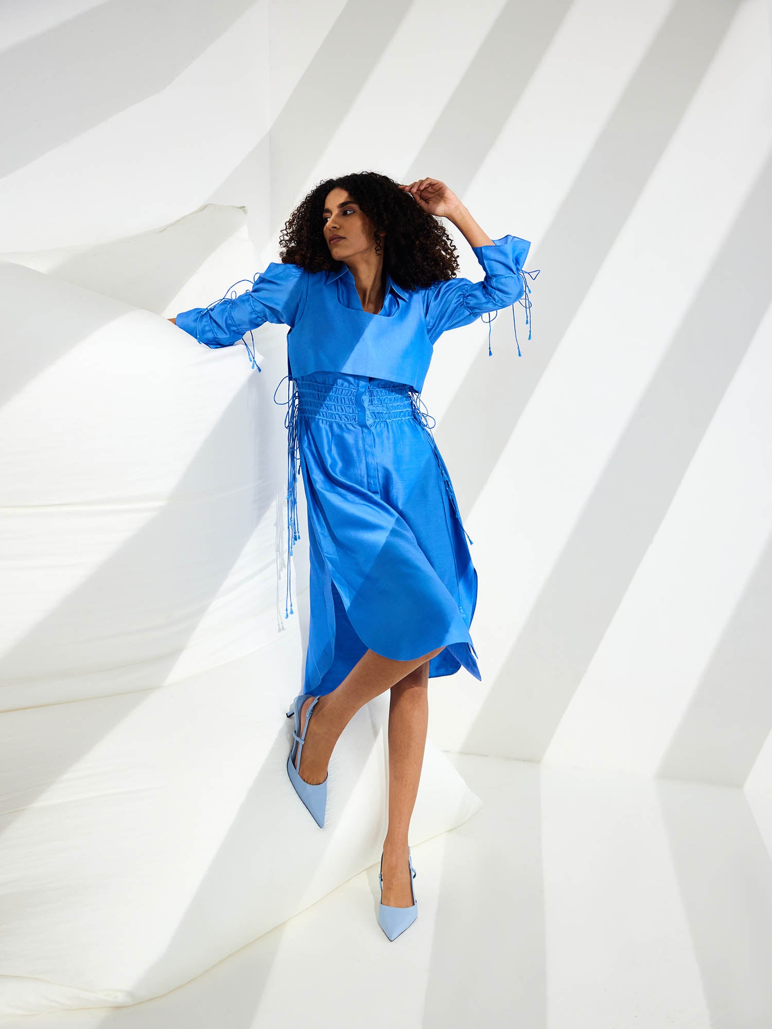 Hybrid Dazzle Tie-Up Dress With Bib