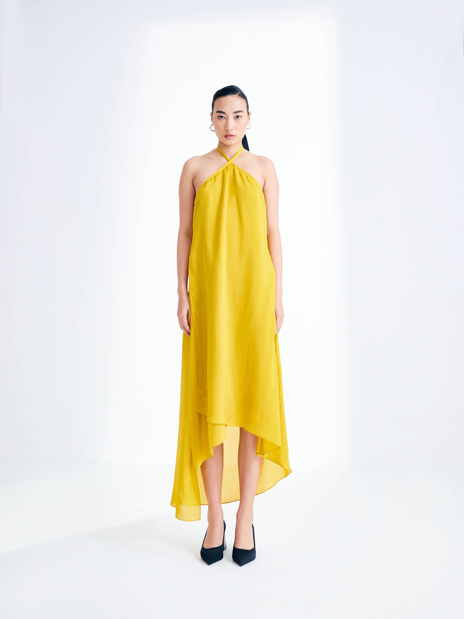 Sunflower Dress & Color Blocked Cape Set