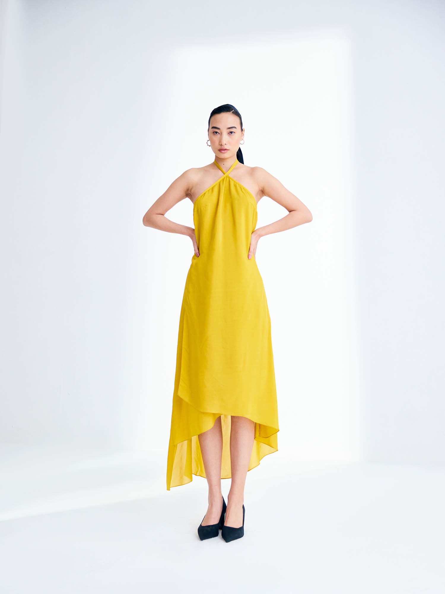 Sunflower Dress & Color Blocked Cape Set