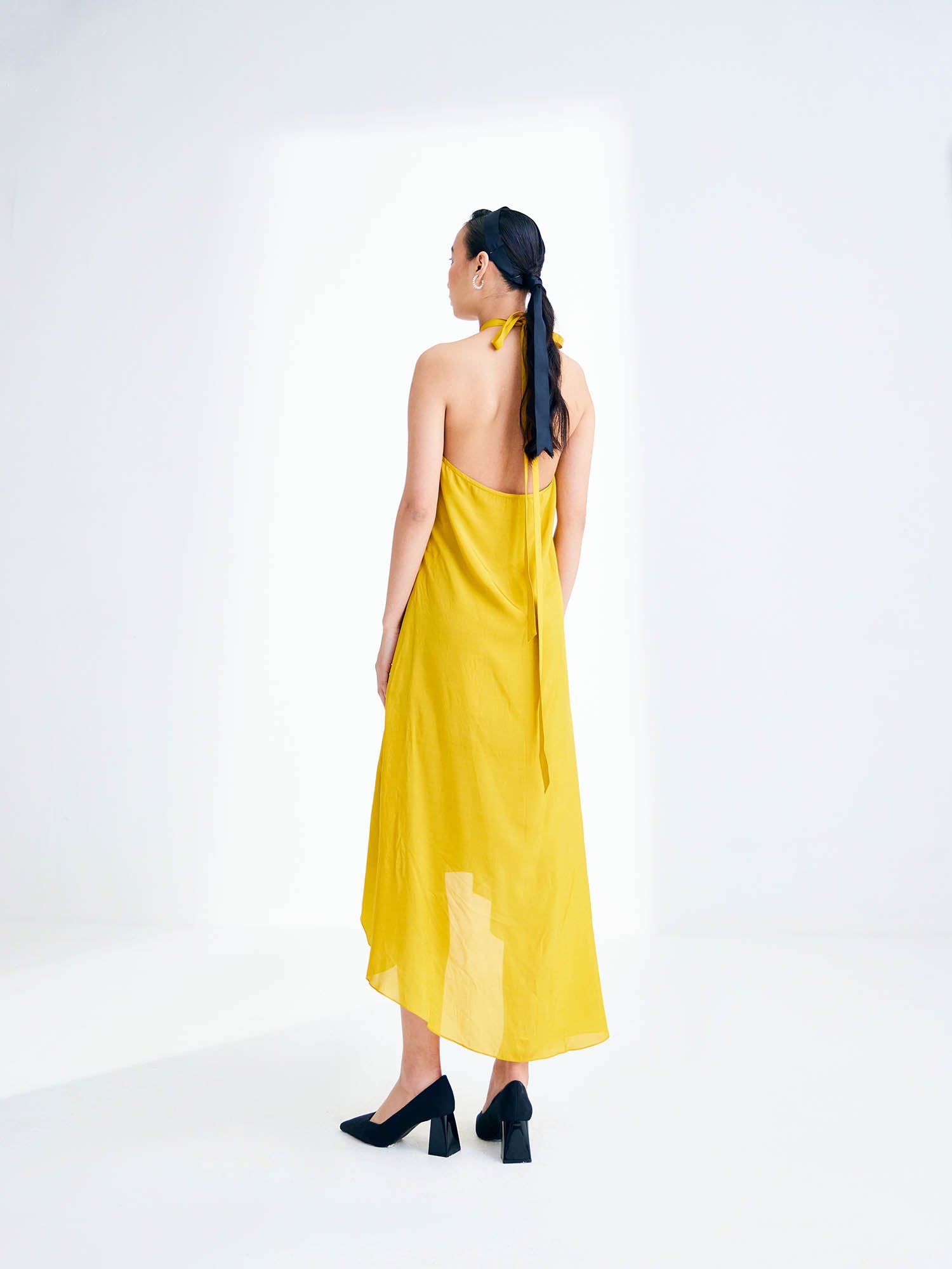 Sunflower Dress & Color Blocked Cape Set