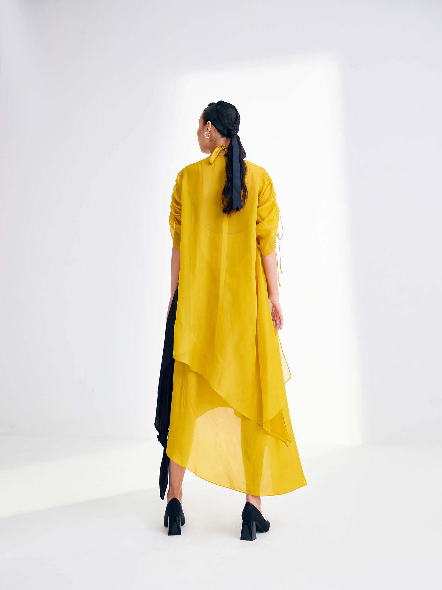 Sunflower Dress & Color Blocked Cape Set