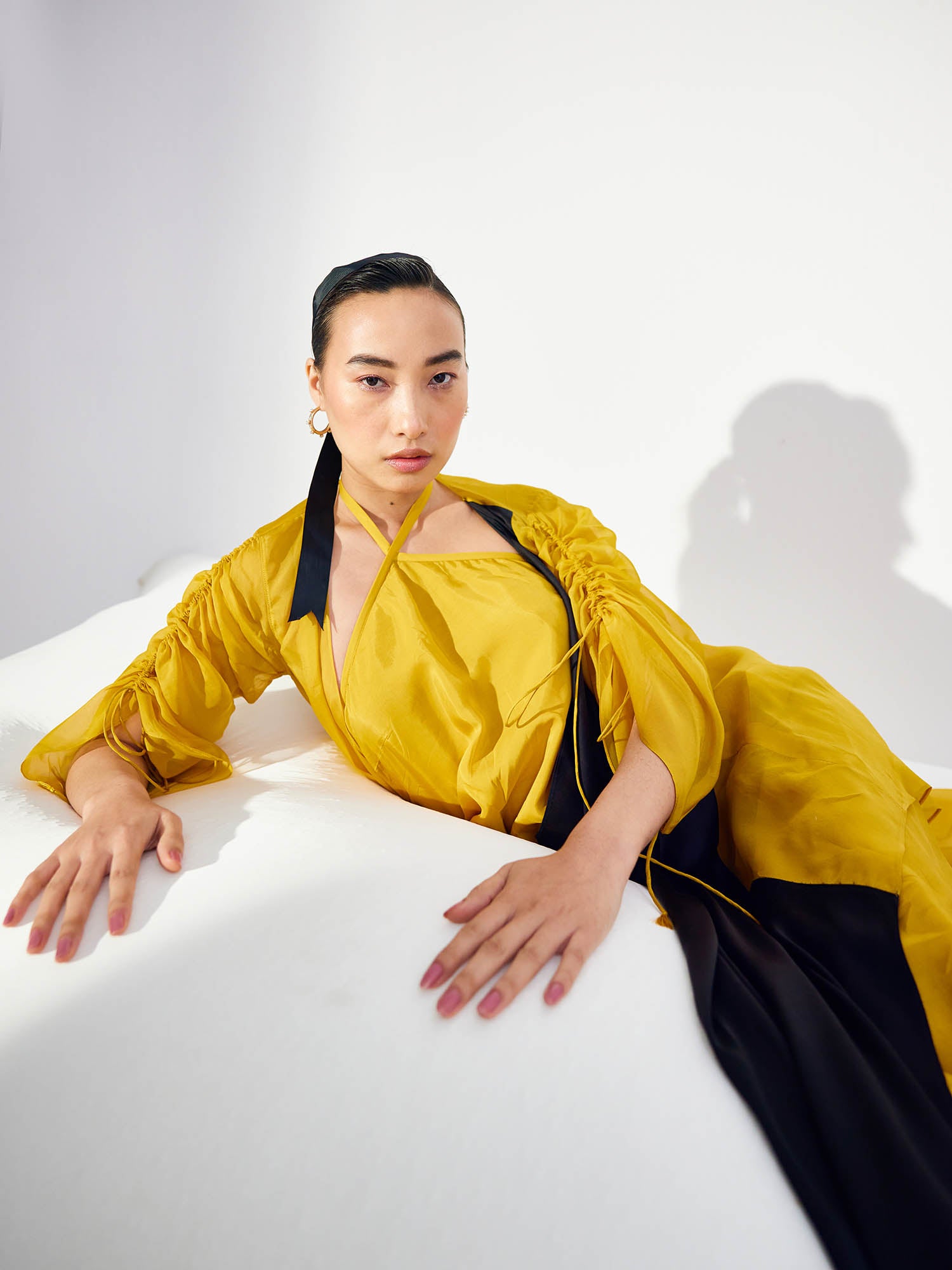 Sunflower Dress & Color Blocked Cape Set