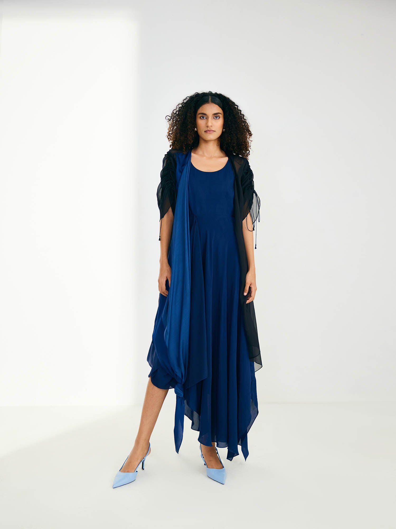 Jelo Color Blocked Cape Dress