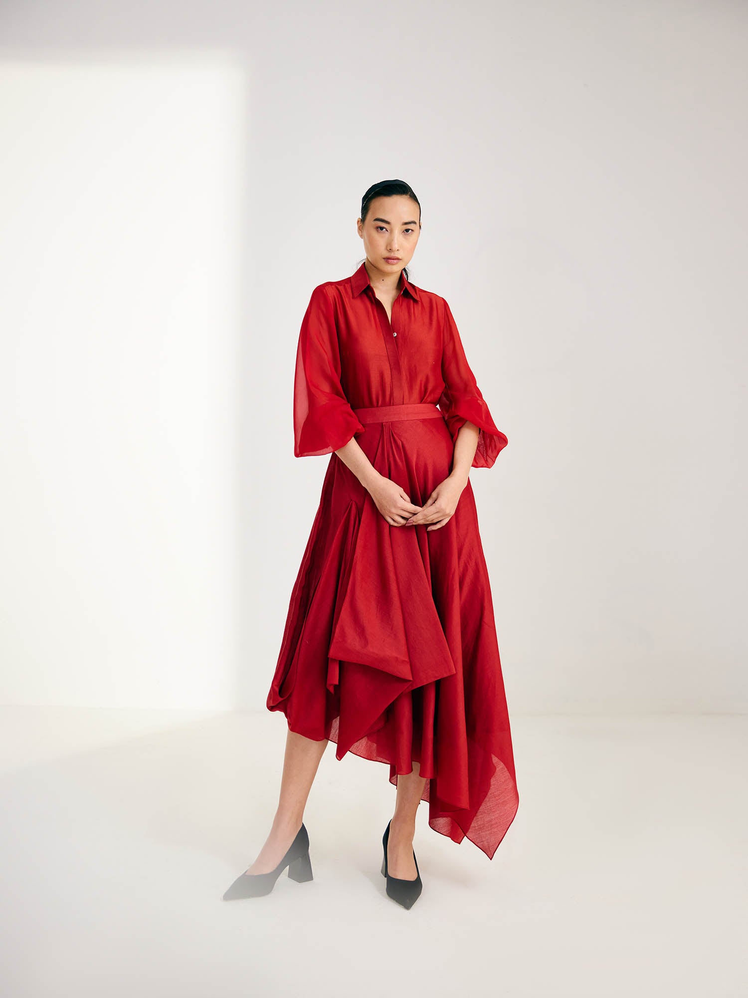 Blush Draped Skirt & Shirt Set