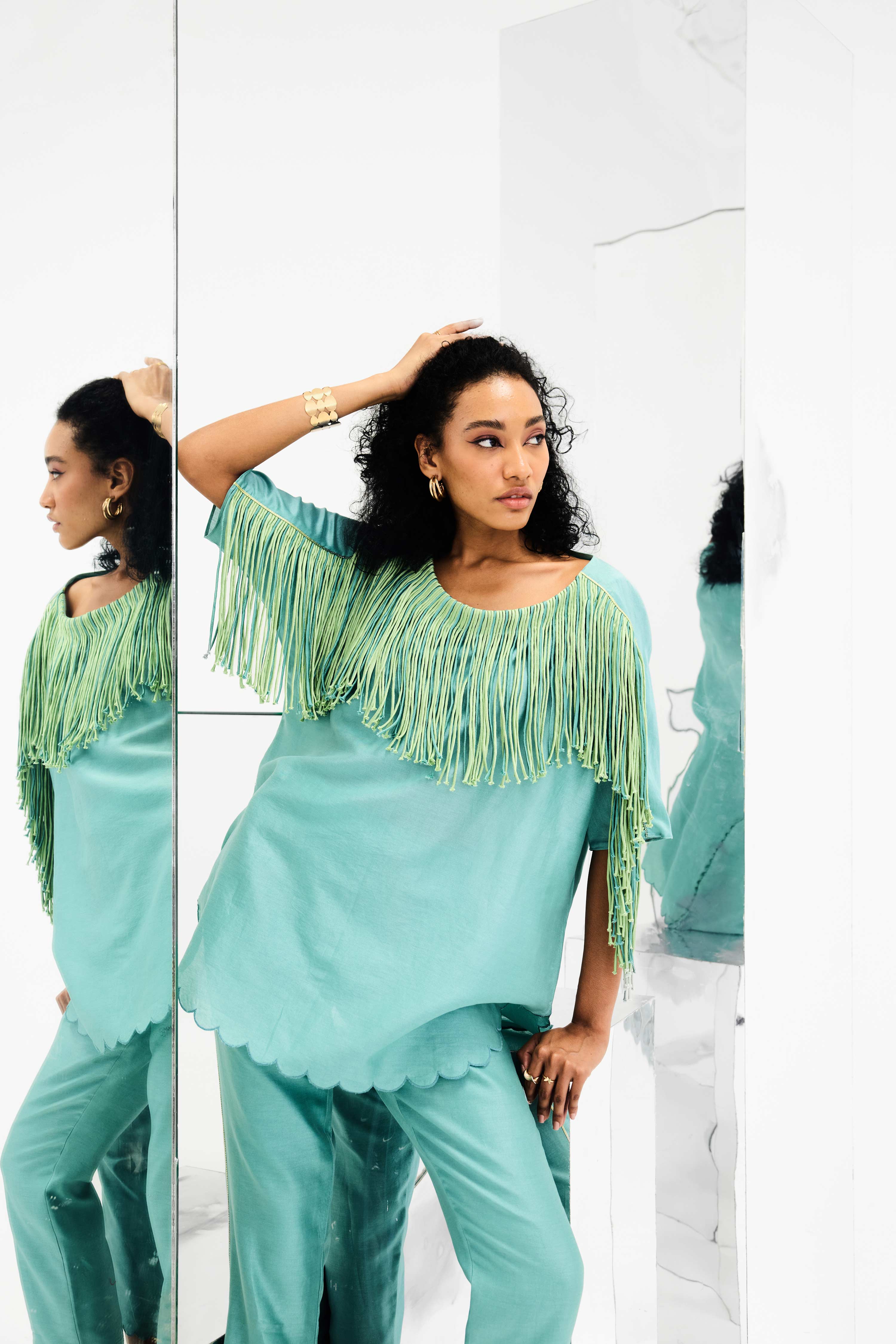 Ema Handcrafted Fringed Boxy Set