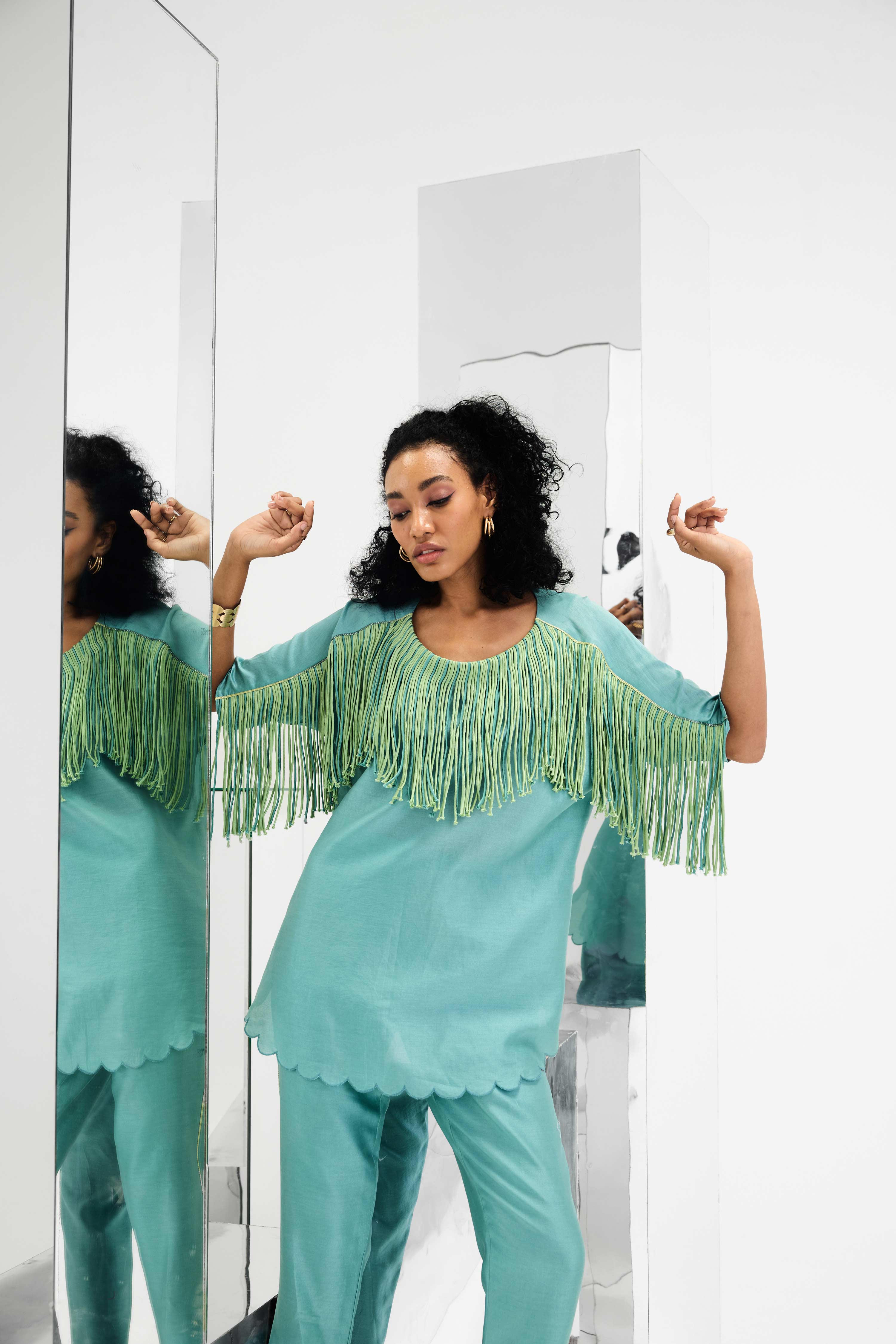 Ema Handcrafted Fringed Boxy Set