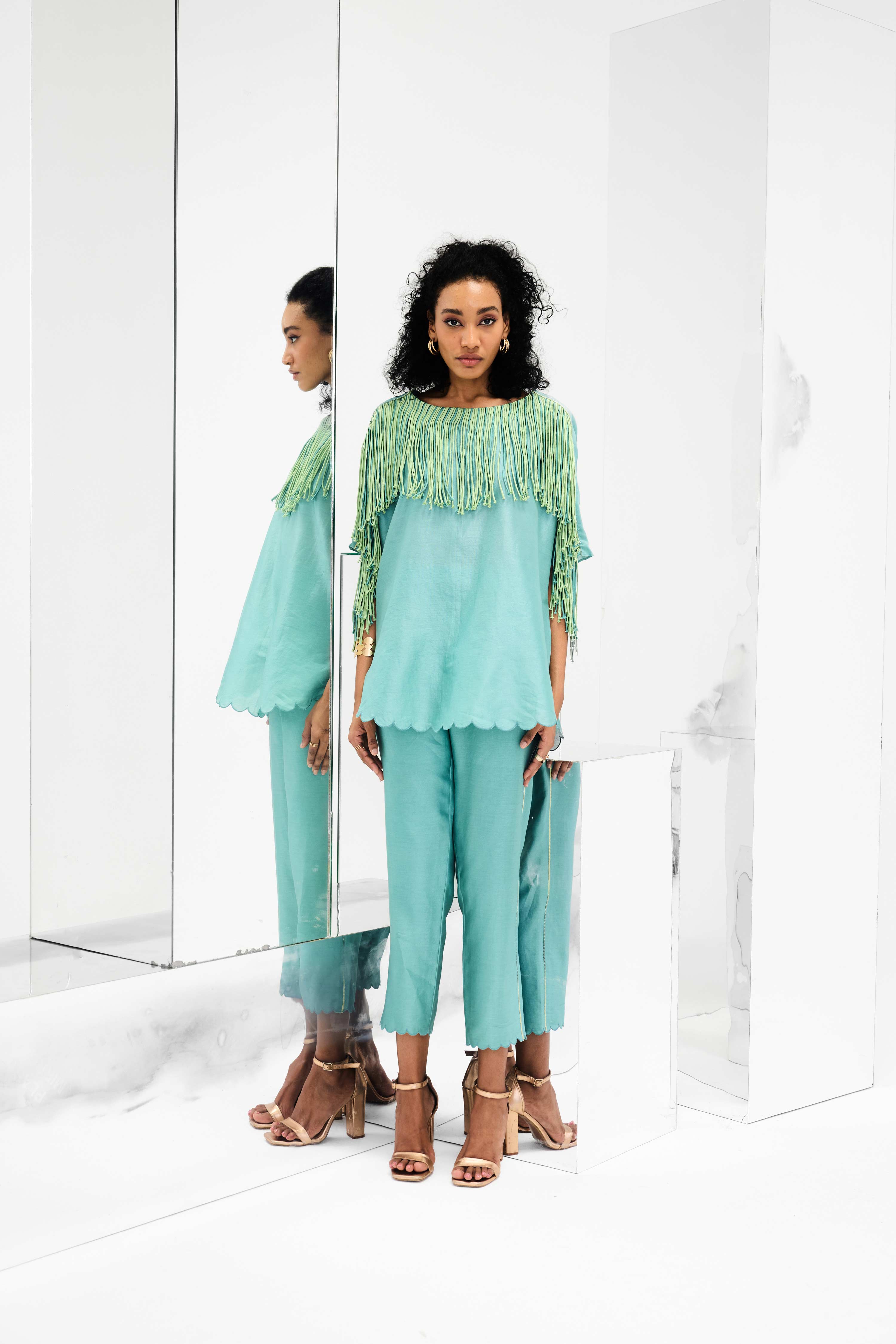 Ema Handcrafted Fringed Boxy Set