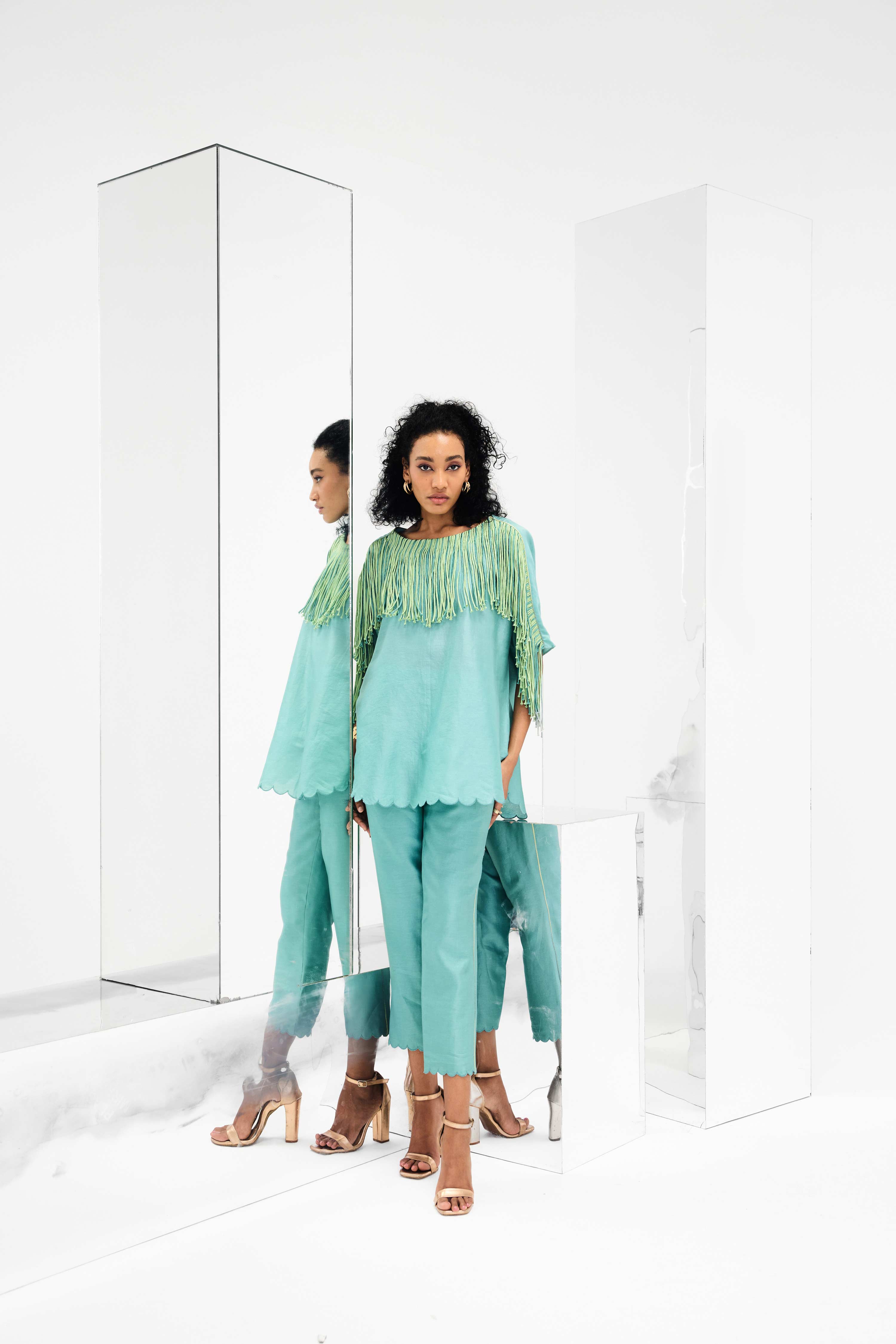 Ema Handcrafted Fringed Boxy Set