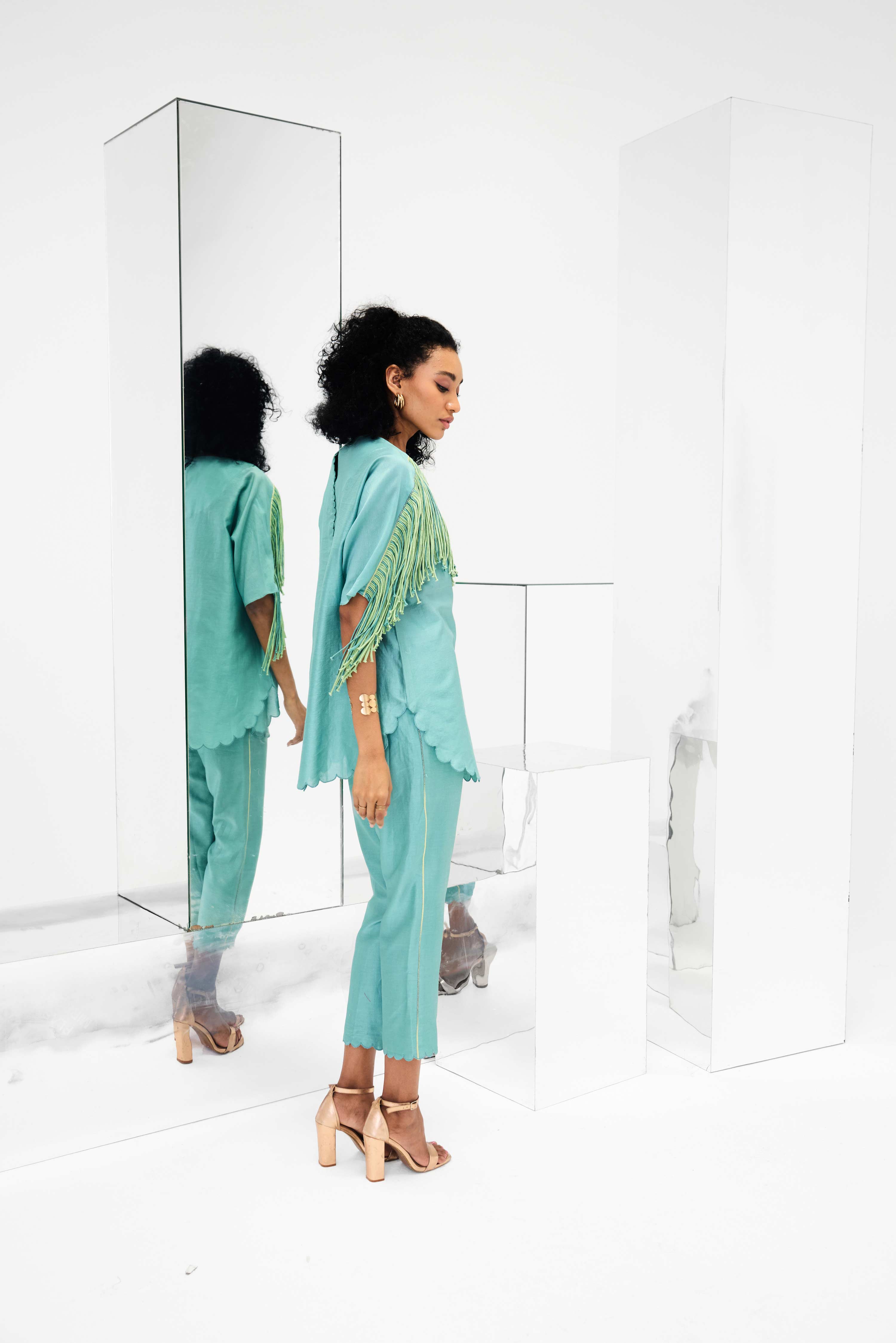 Ema Handcrafted Fringed Boxy Set