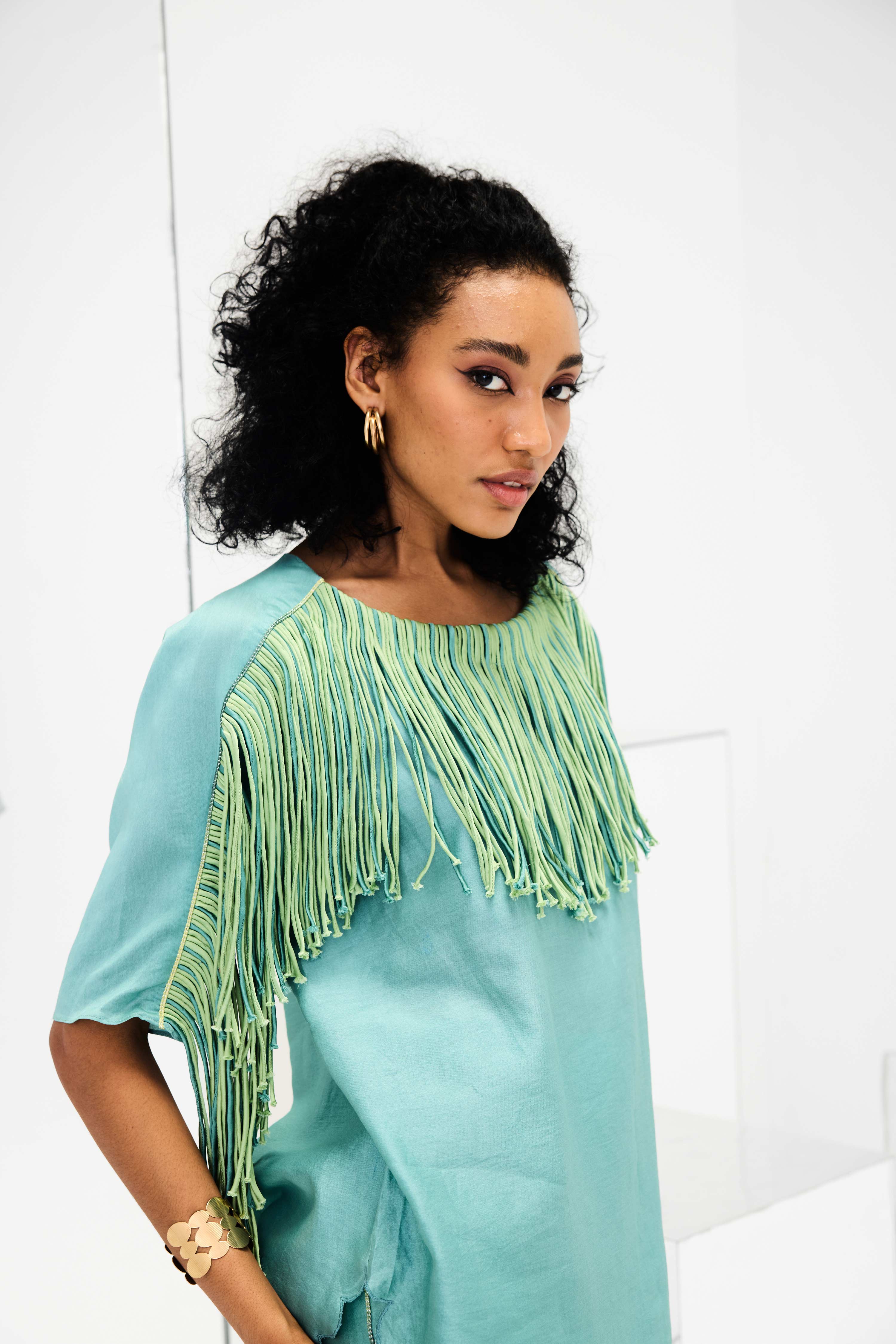 Ema Handcrafted Fringed Boxy Set