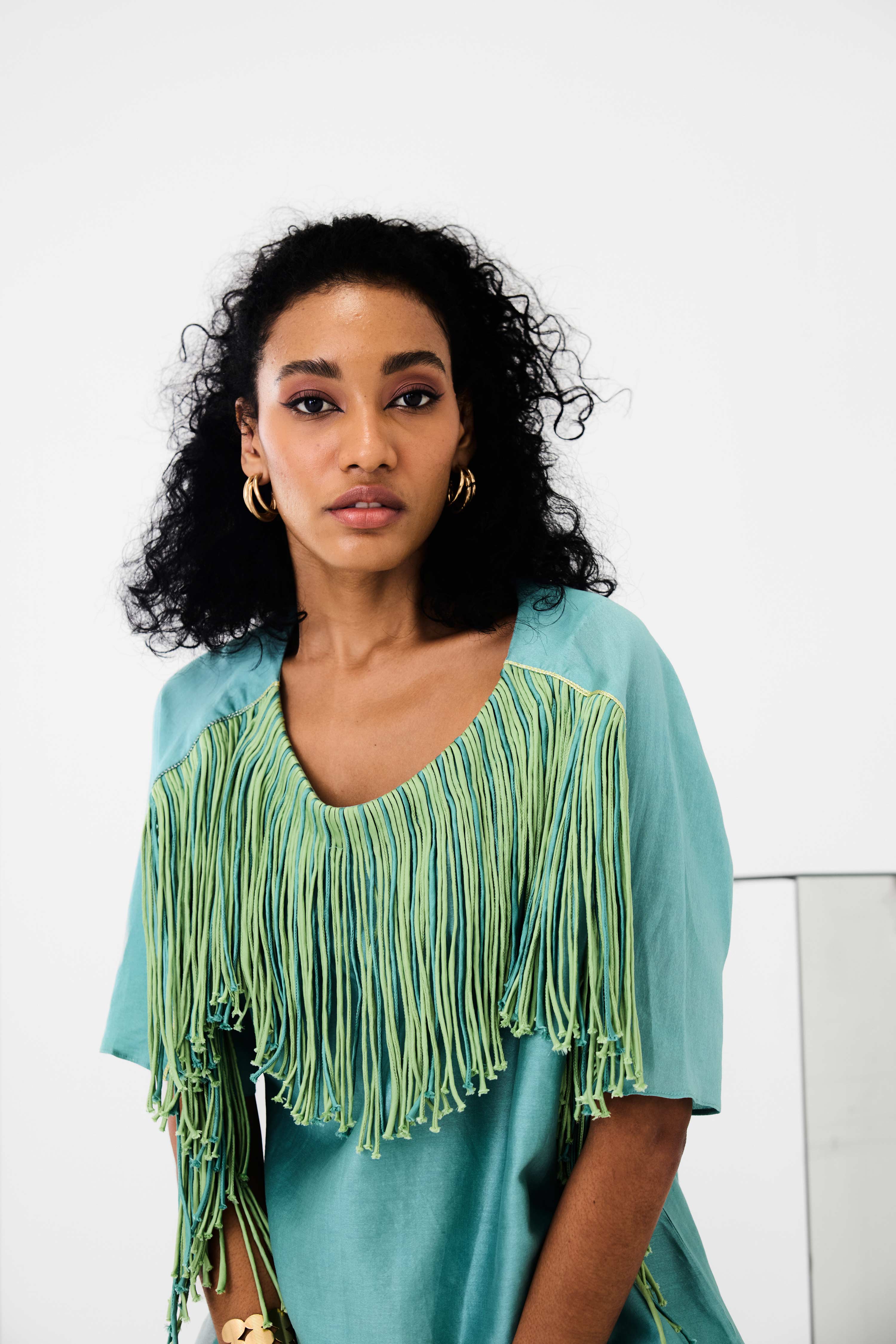 Ema Handcrafted Fringed Boxy Set