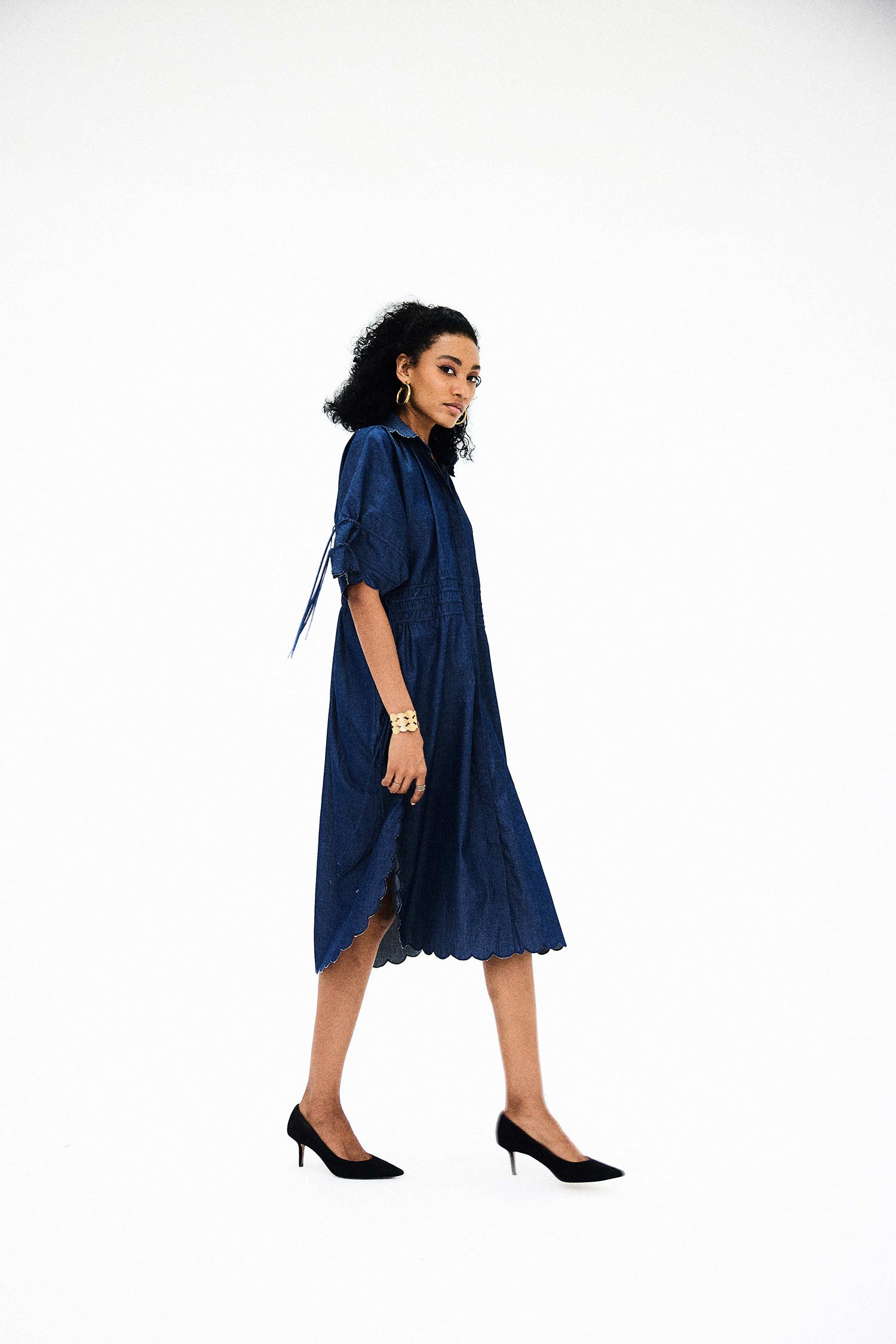 Dazzle Tie-up Denim Shirt Dress
