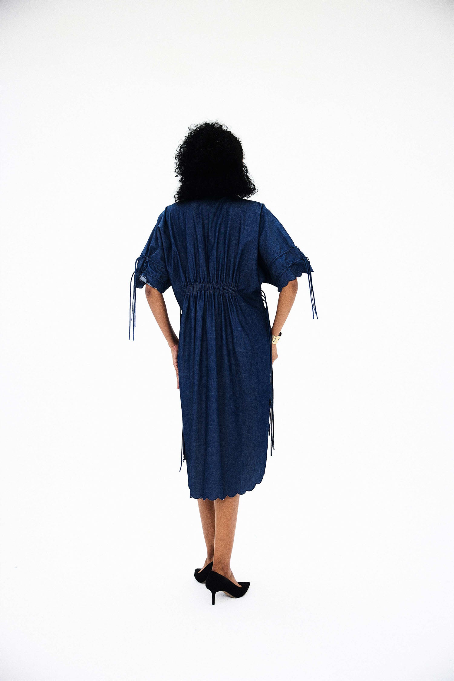 Dazzle Tie-up Denim Shirt Dress