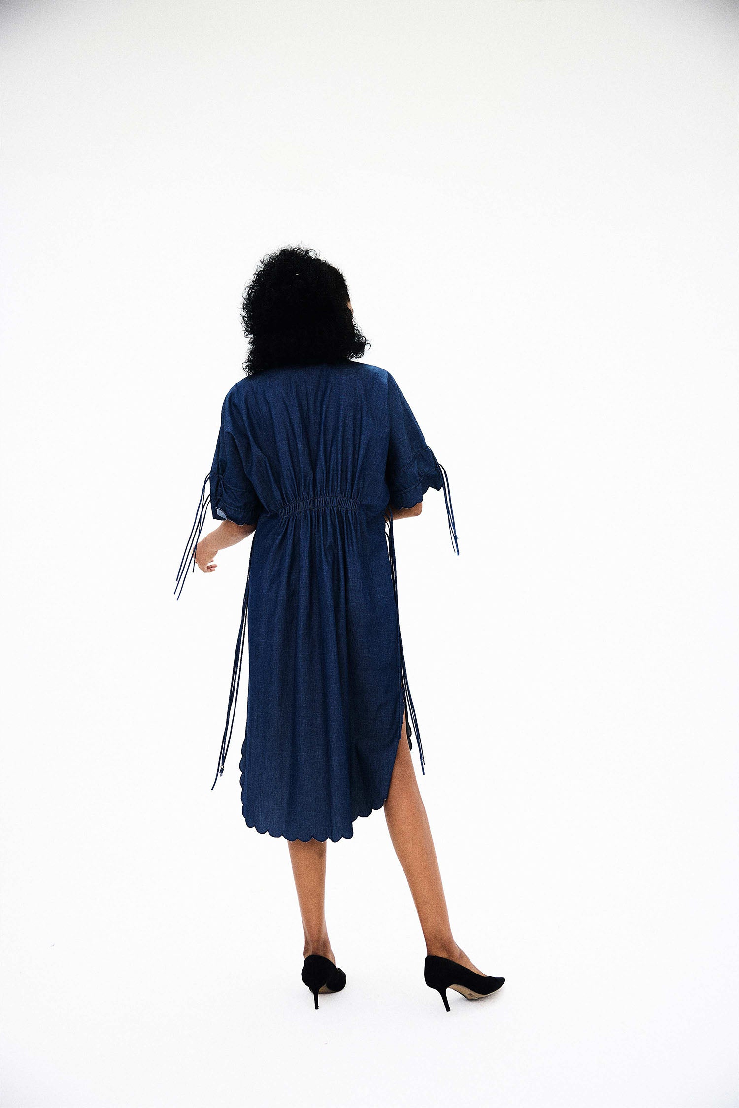 Dazzle Tie-up Denim Shirt Dress