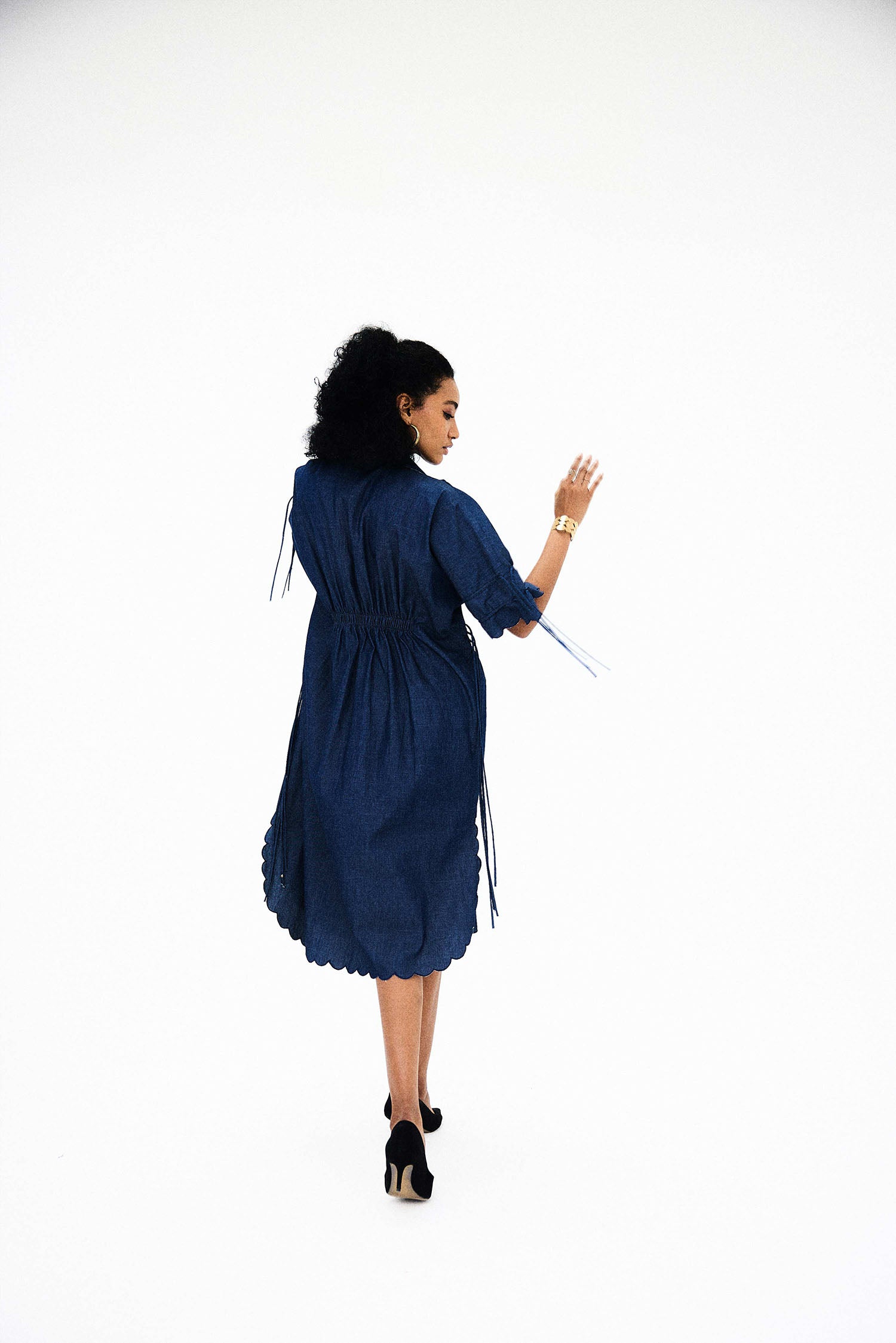 Dazzle Tie-up Denim Shirt Dress