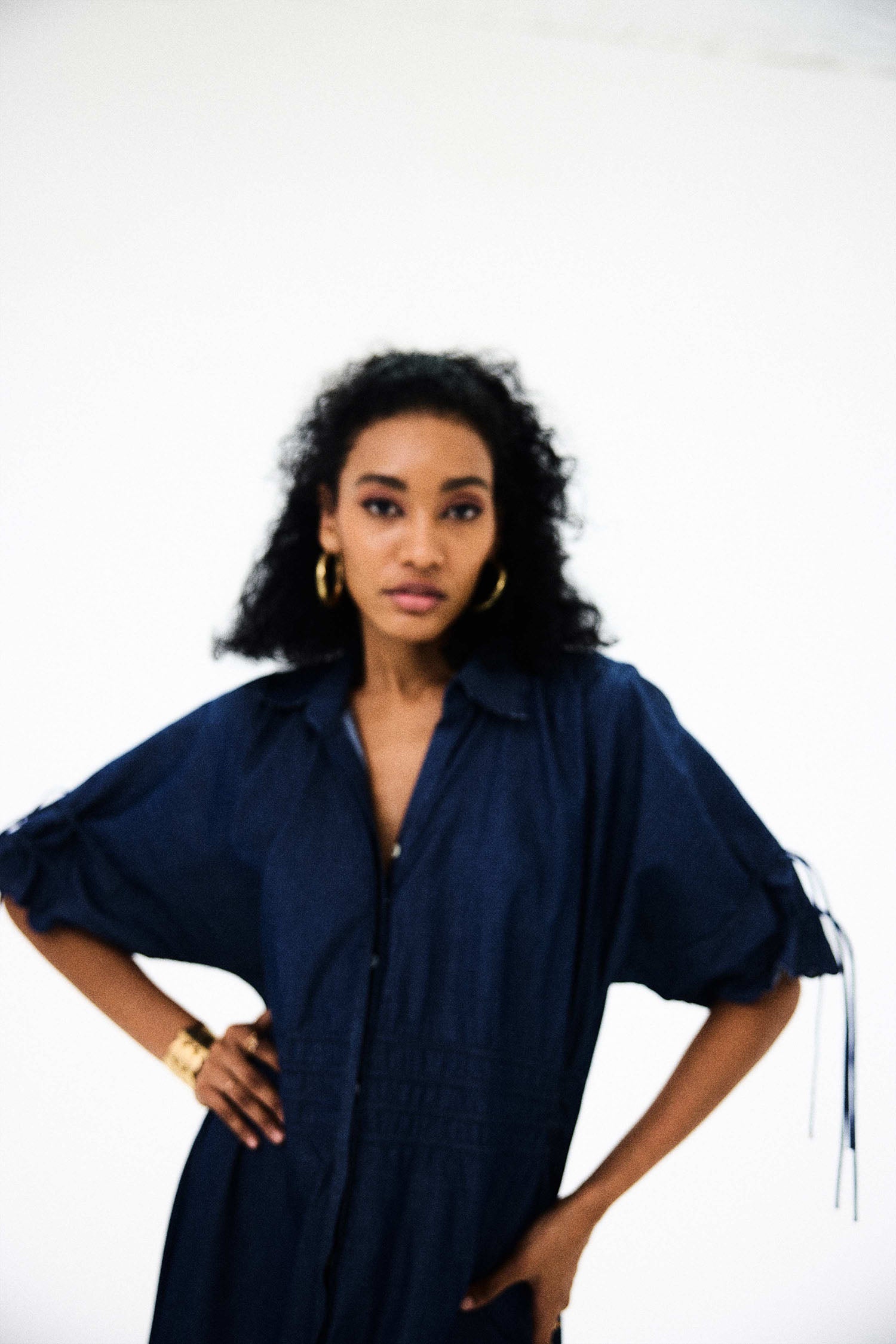 Dazzle Tie-up Denim Shirt Dress