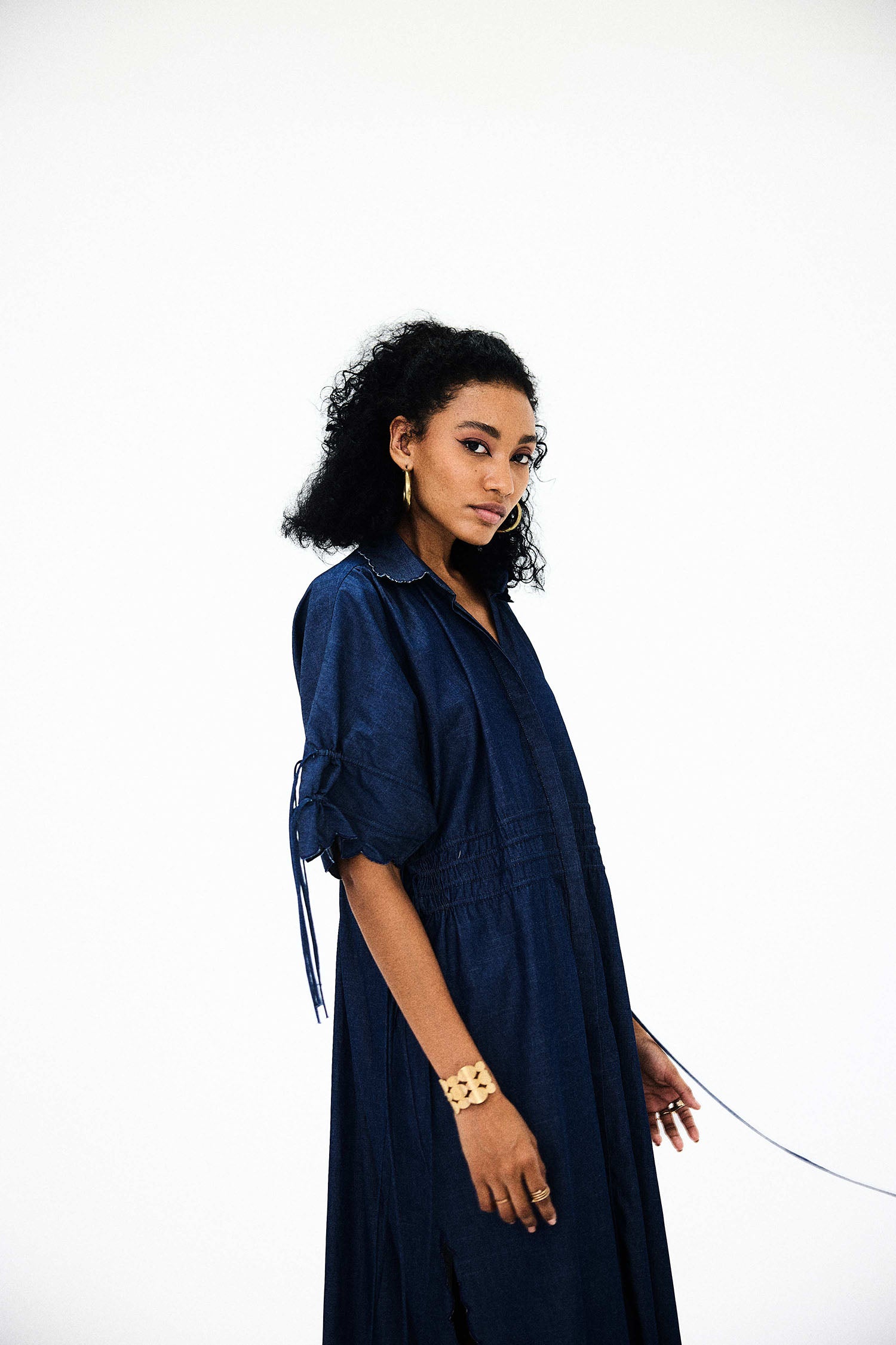 Dazzle Tie-up Denim Shirt Dress