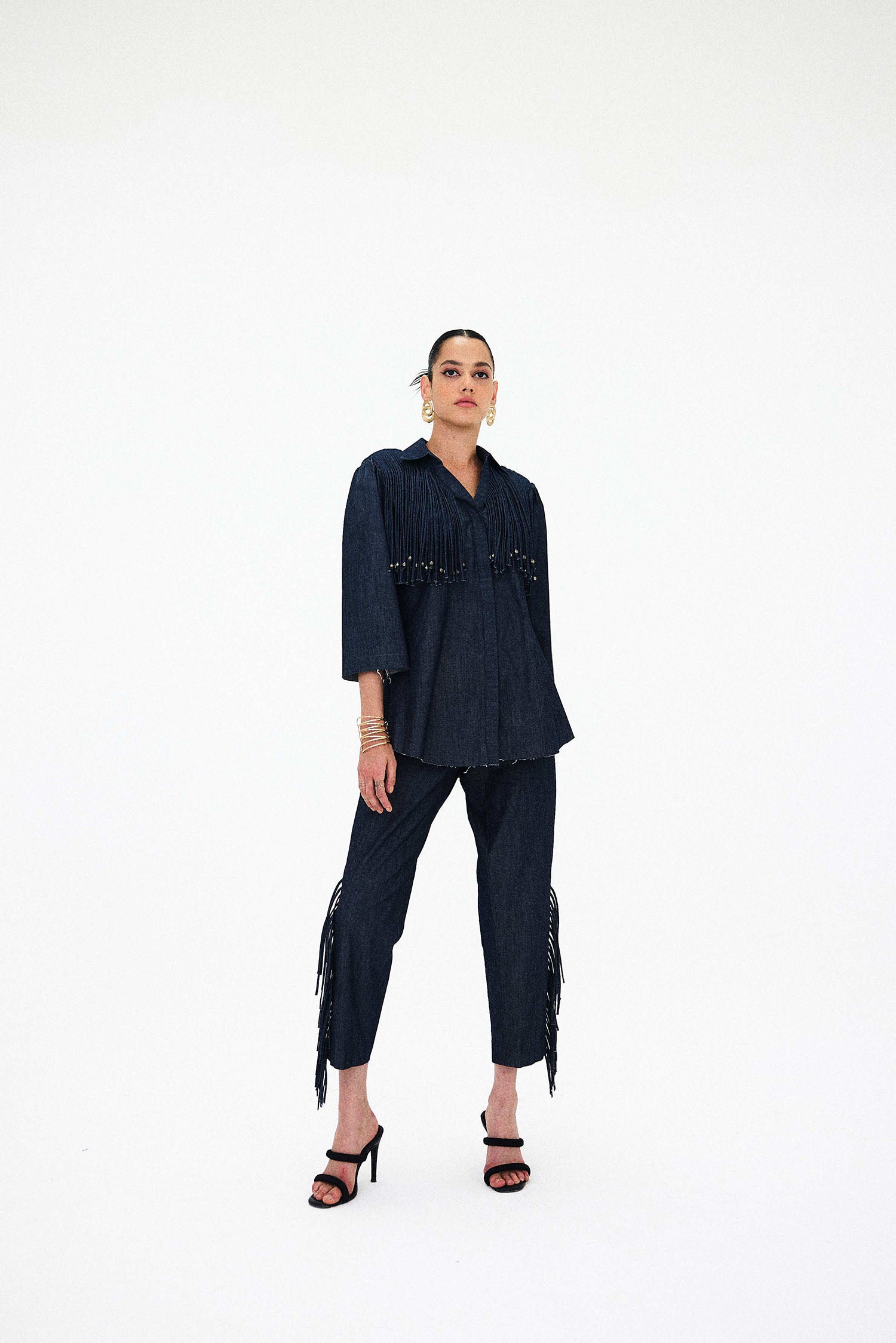 Mirage Handcrafted Denim Fringed Set