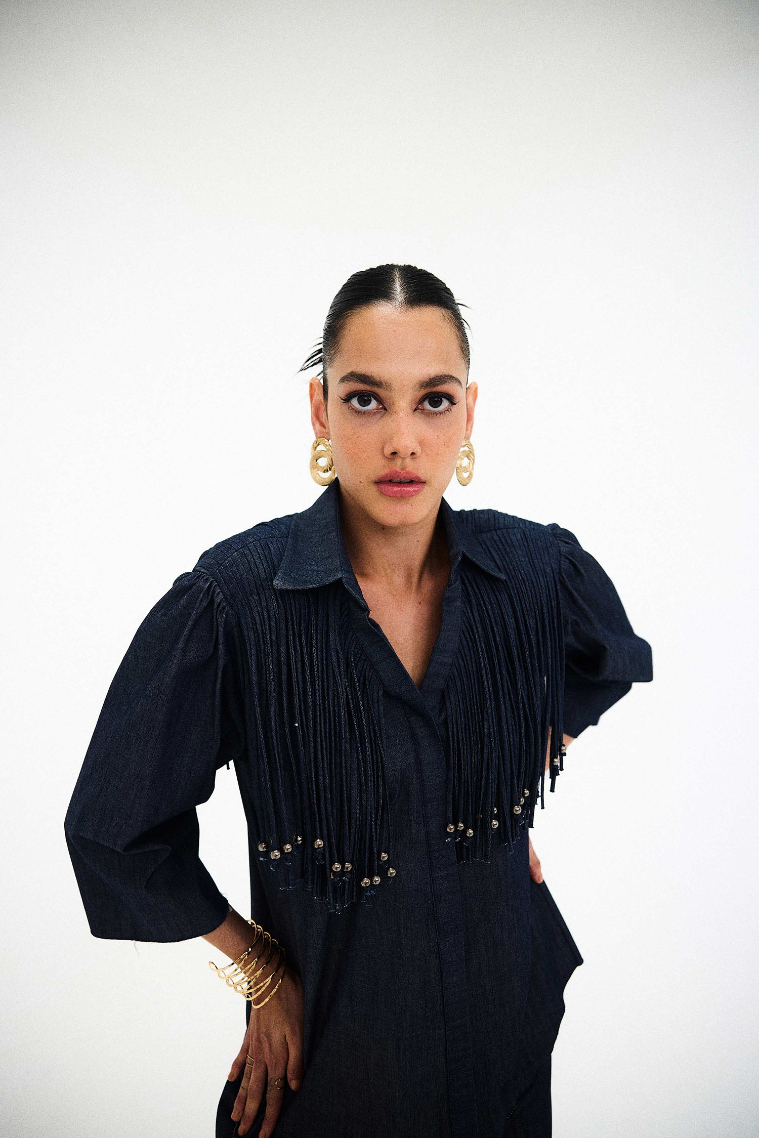 Mirage Handcrafted Denim Fringed Set