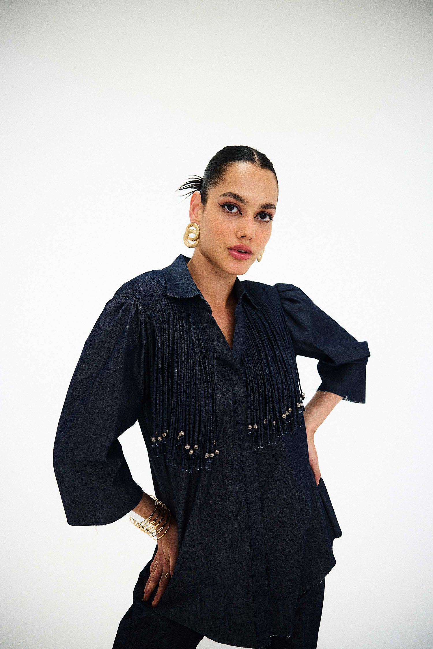 Mirage Handcrafted Denim Fringed Set