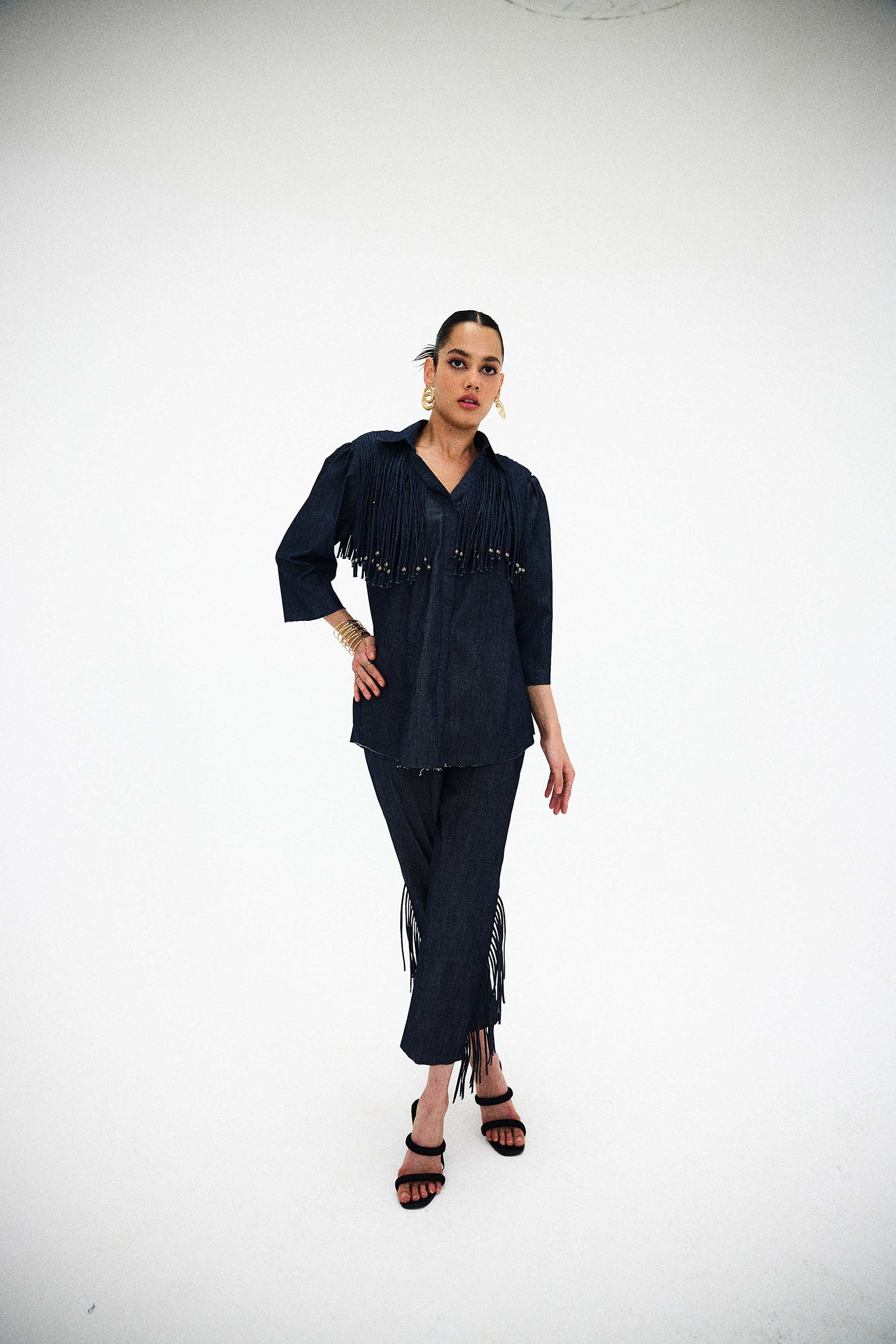Mirage Handcrafted Denim Fringed Set