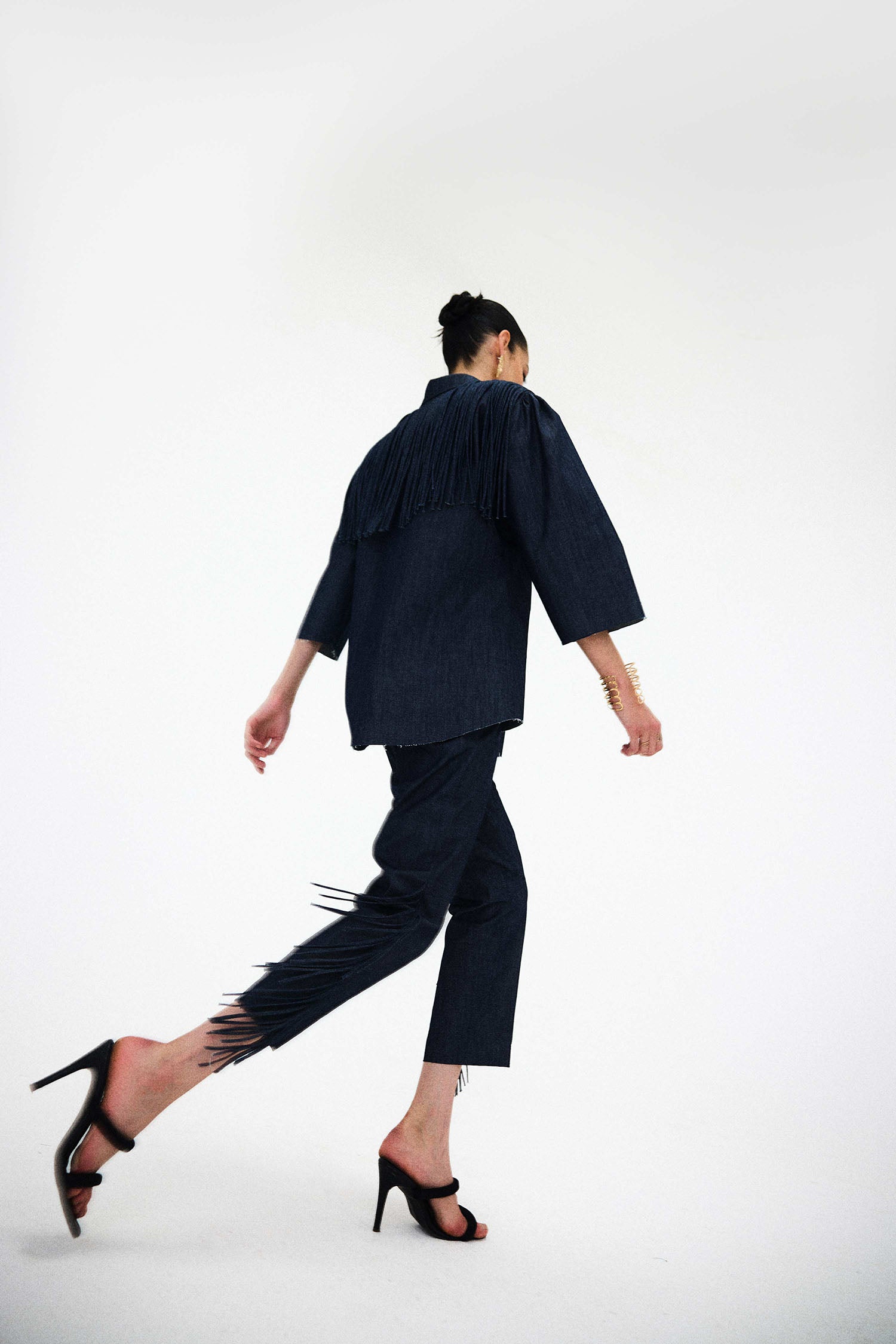 Mirage Handcrafted Denim Fringed Set