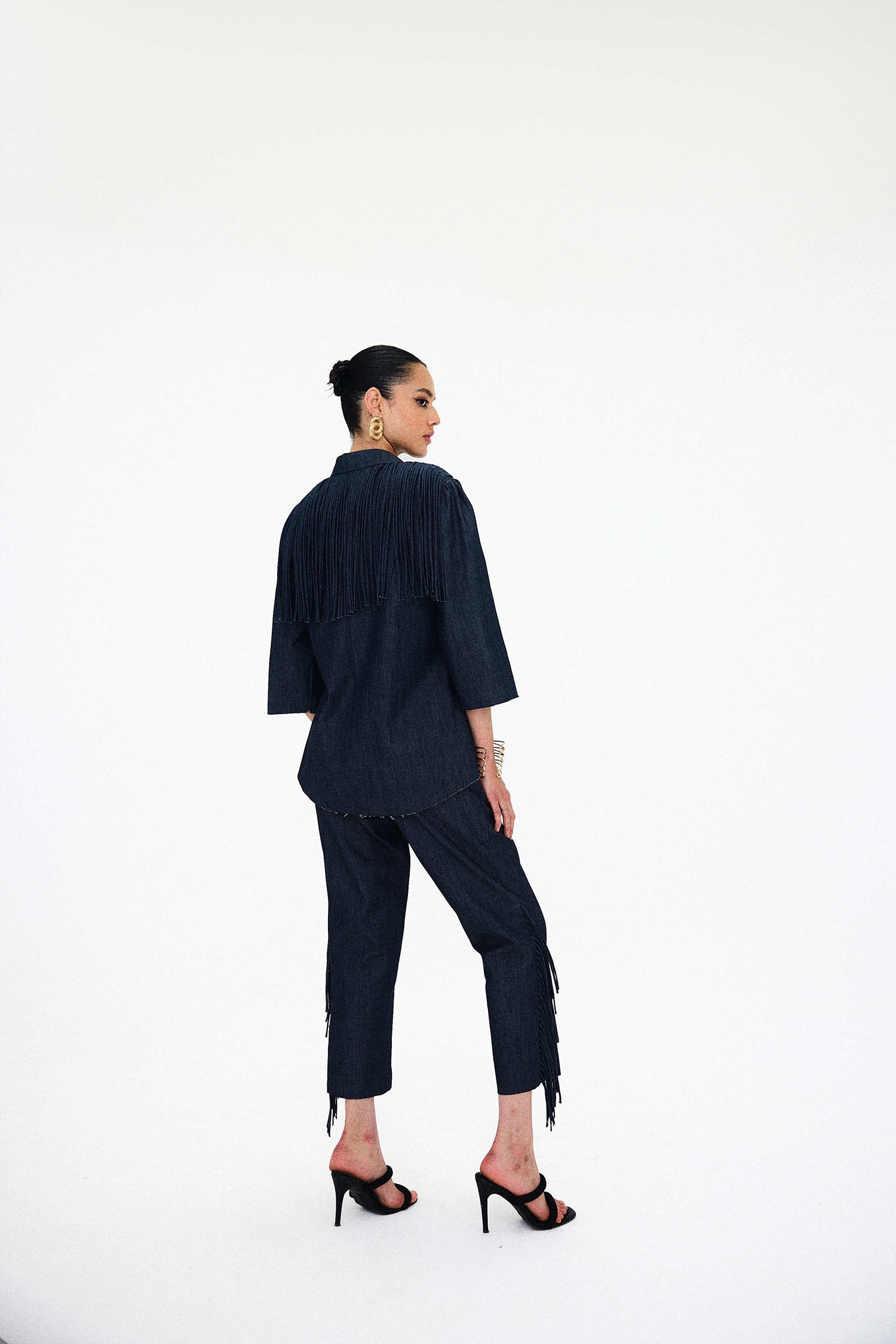 Mirage Handcrafted Denim Fringed Set