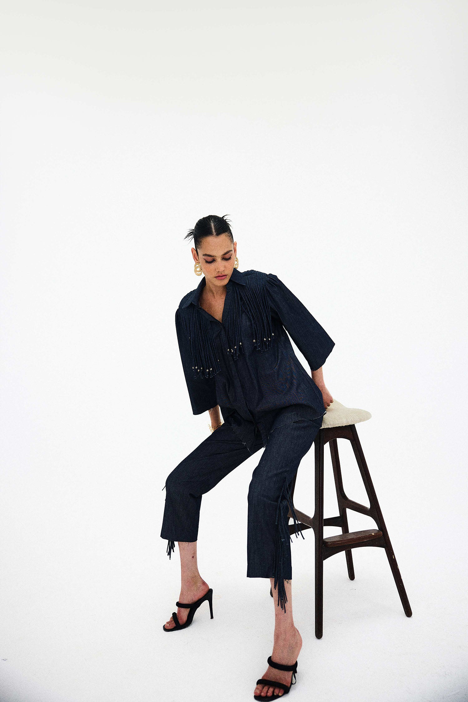 Mirage Handcrafted Denim Fringed Set