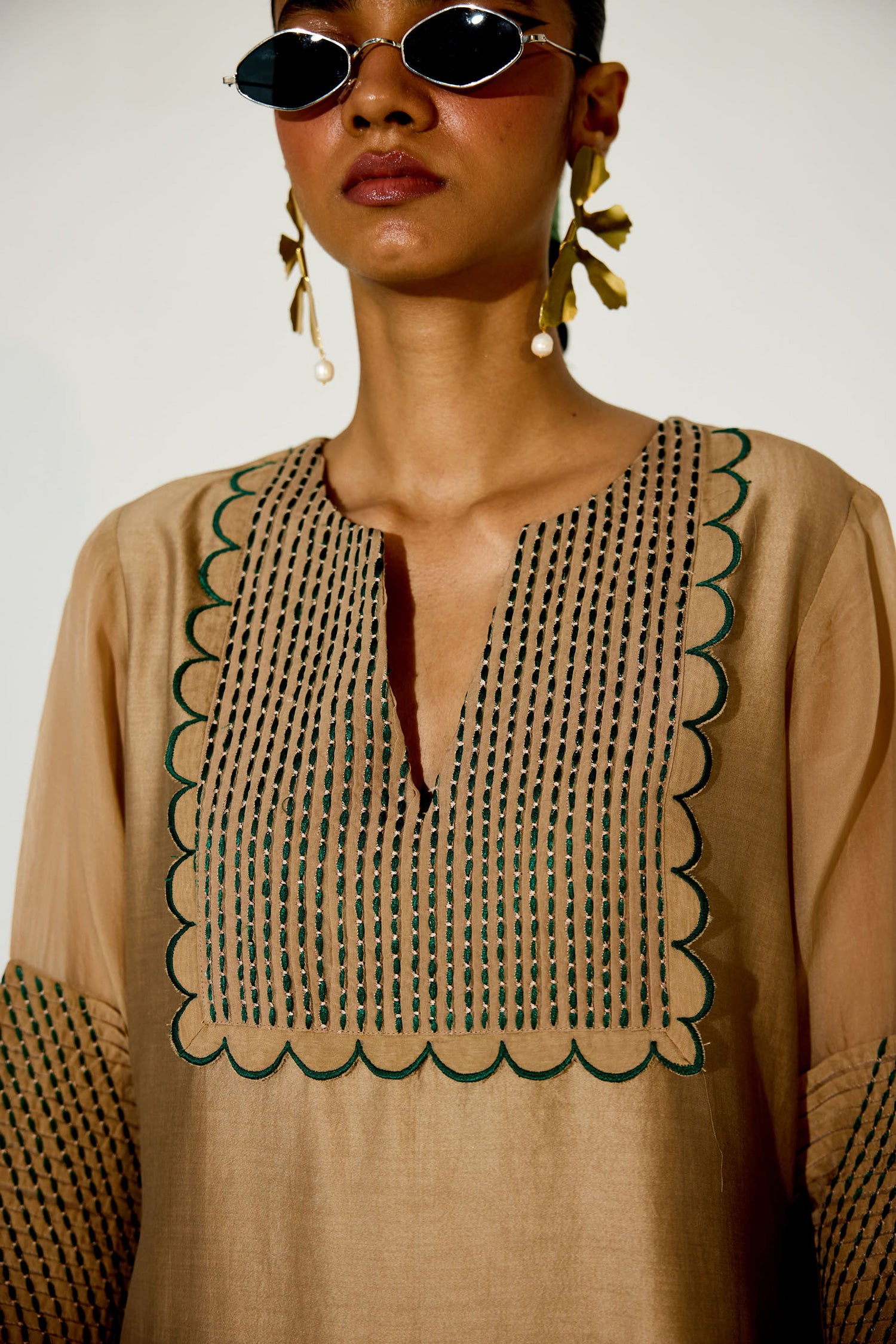 Paloma - Vintage Beige Kaftan Straight Dress