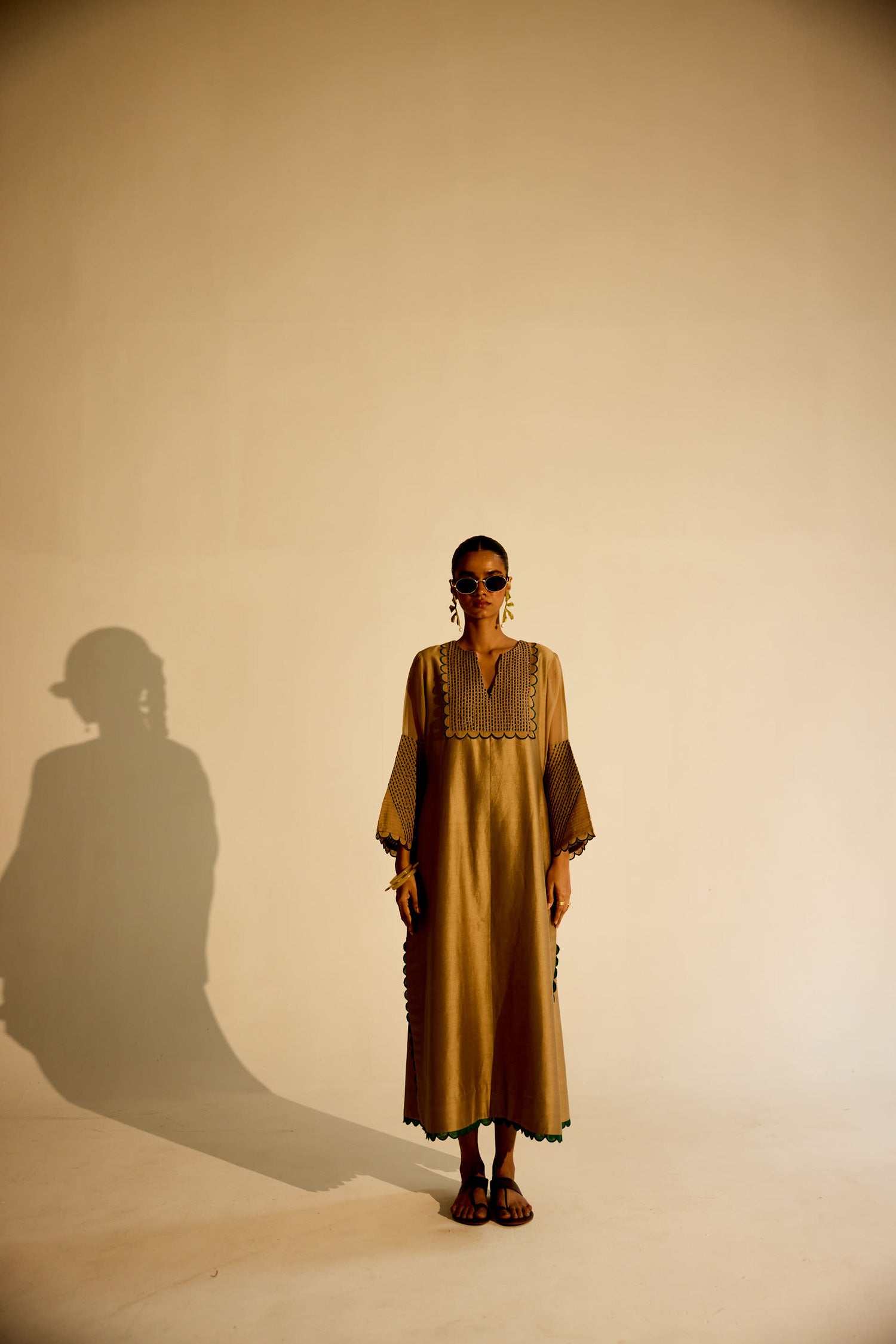 Paloma - Vintage Beige Kaftan Straight Dress