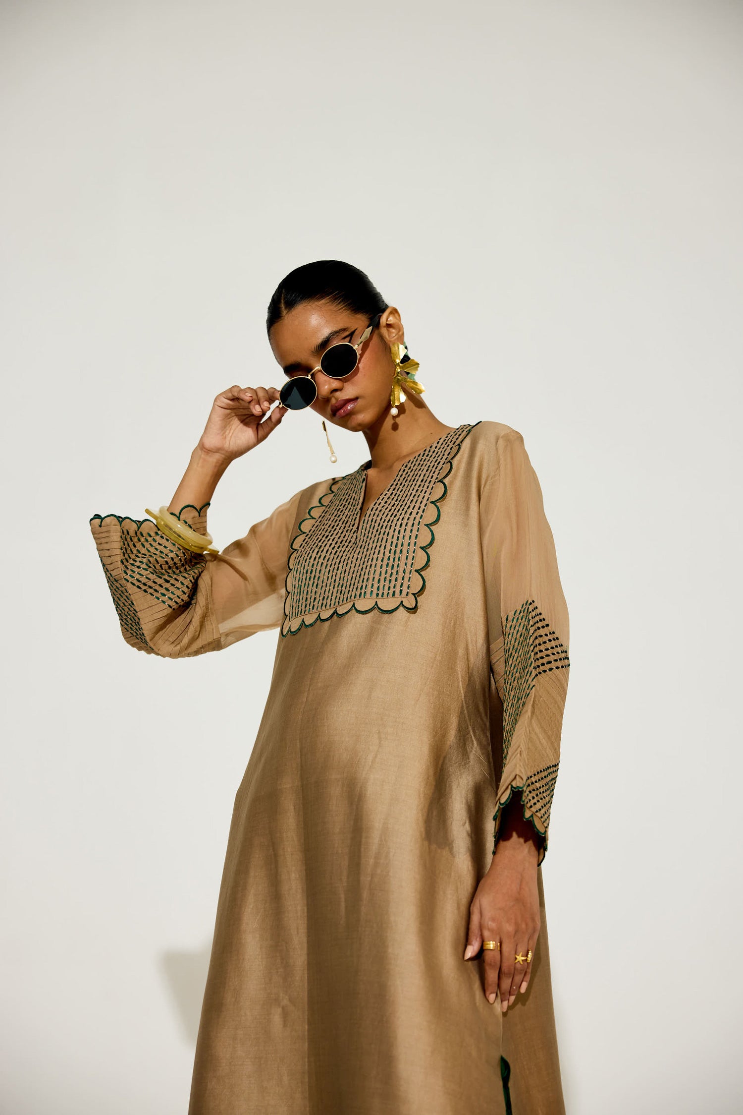 Paloma - Vintage Beige Kaftan Straight Dress