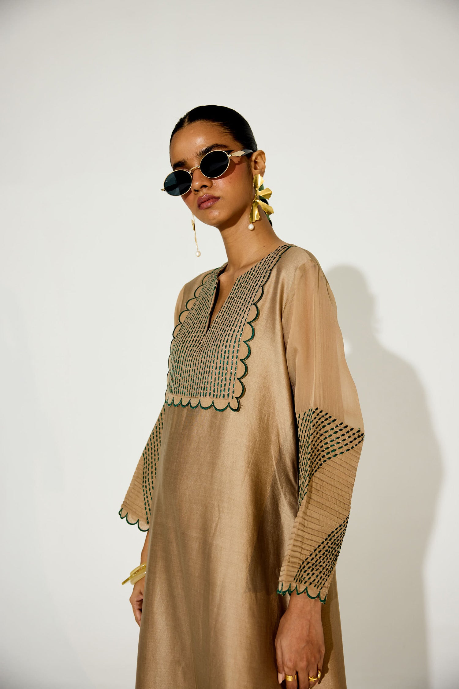 Paloma - Vintage Beige Kaftan Straight Dress