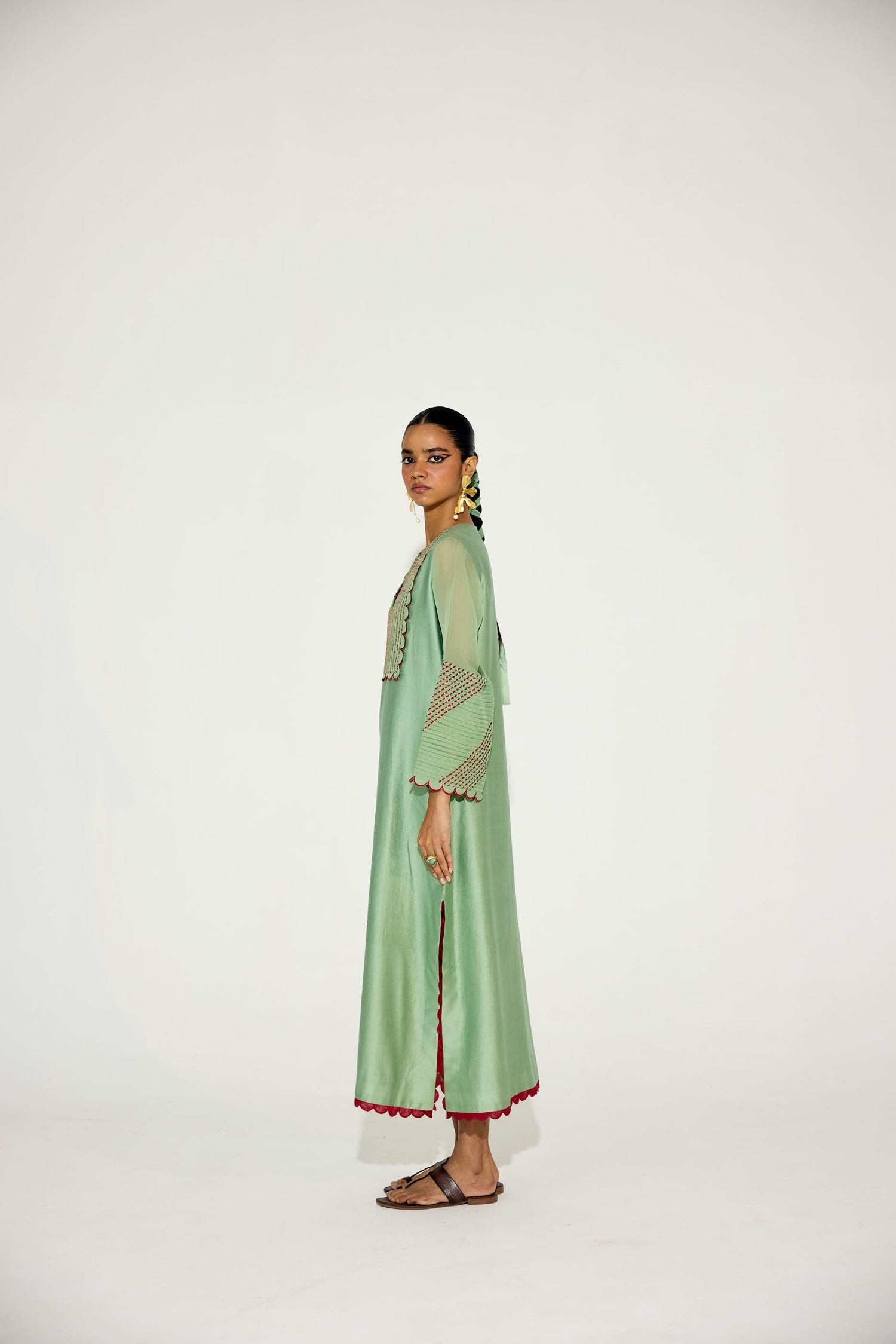 Paloma - Sage Green Kaftan Straight Dress