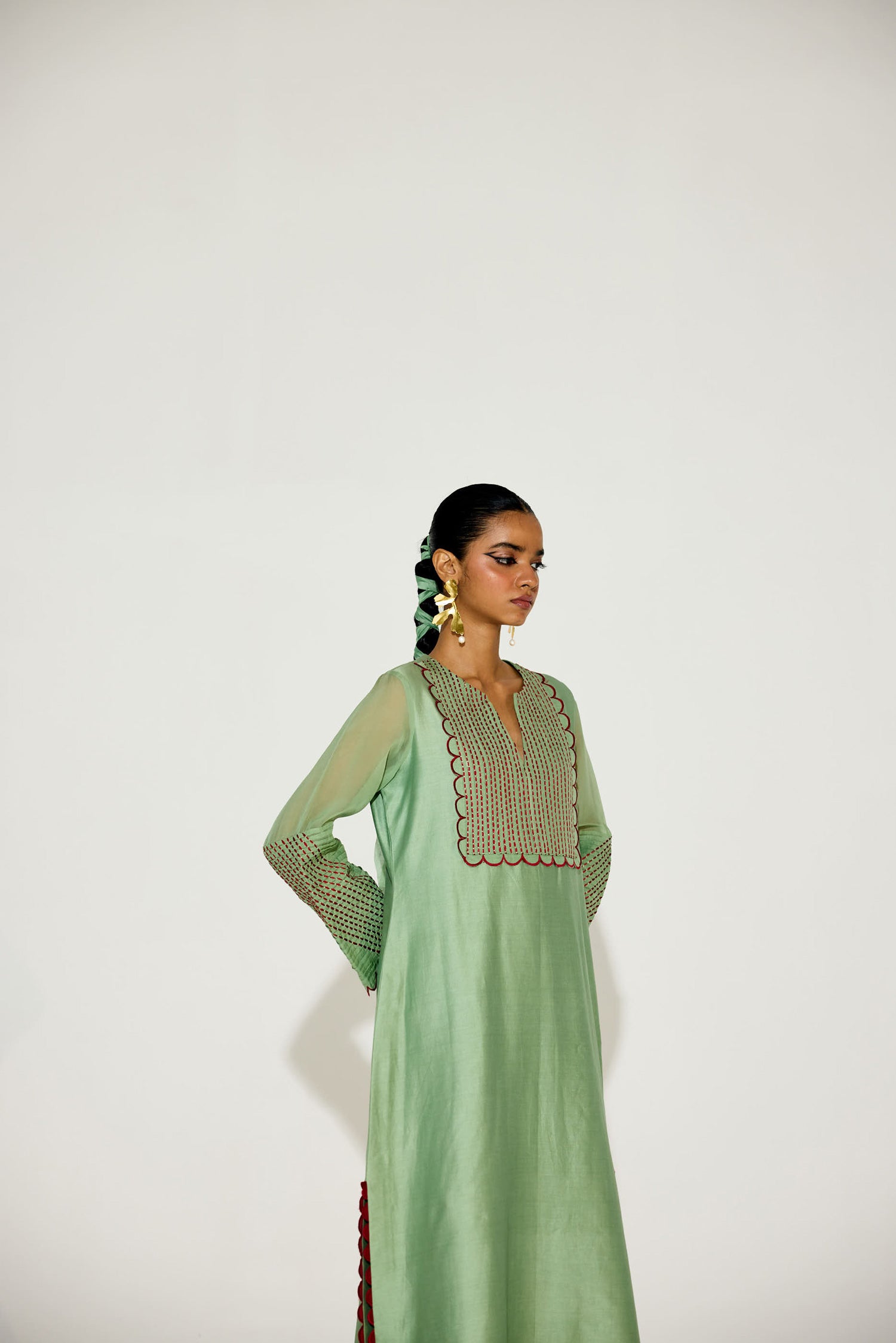 Paloma - Sage Green Kaftan Straight Dress
