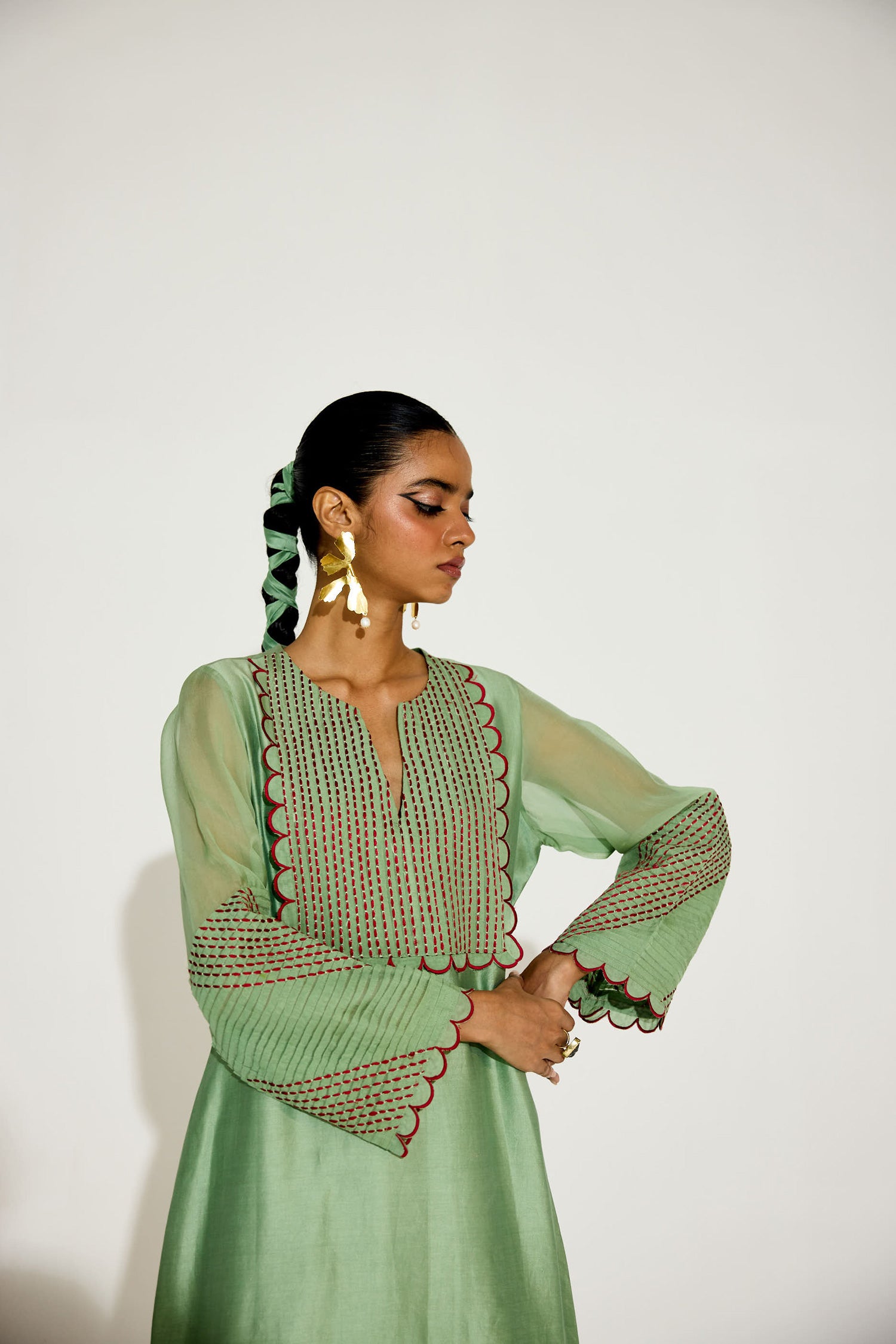 Paloma - Sage Green Kaftan Straight Dress